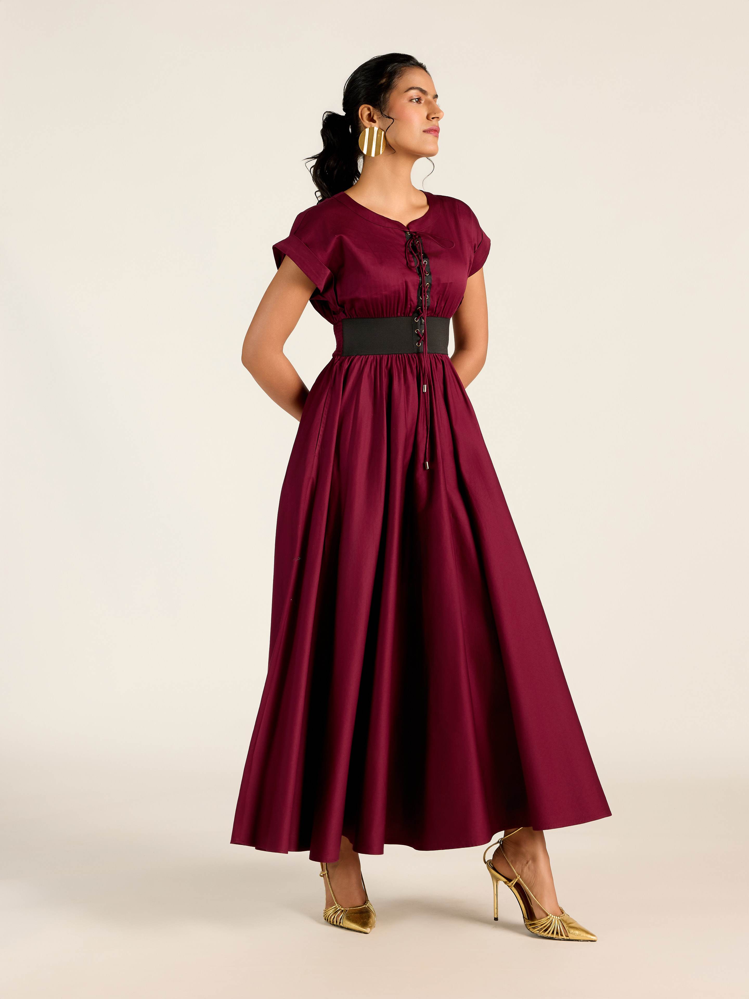 Wine Velda Long Dress