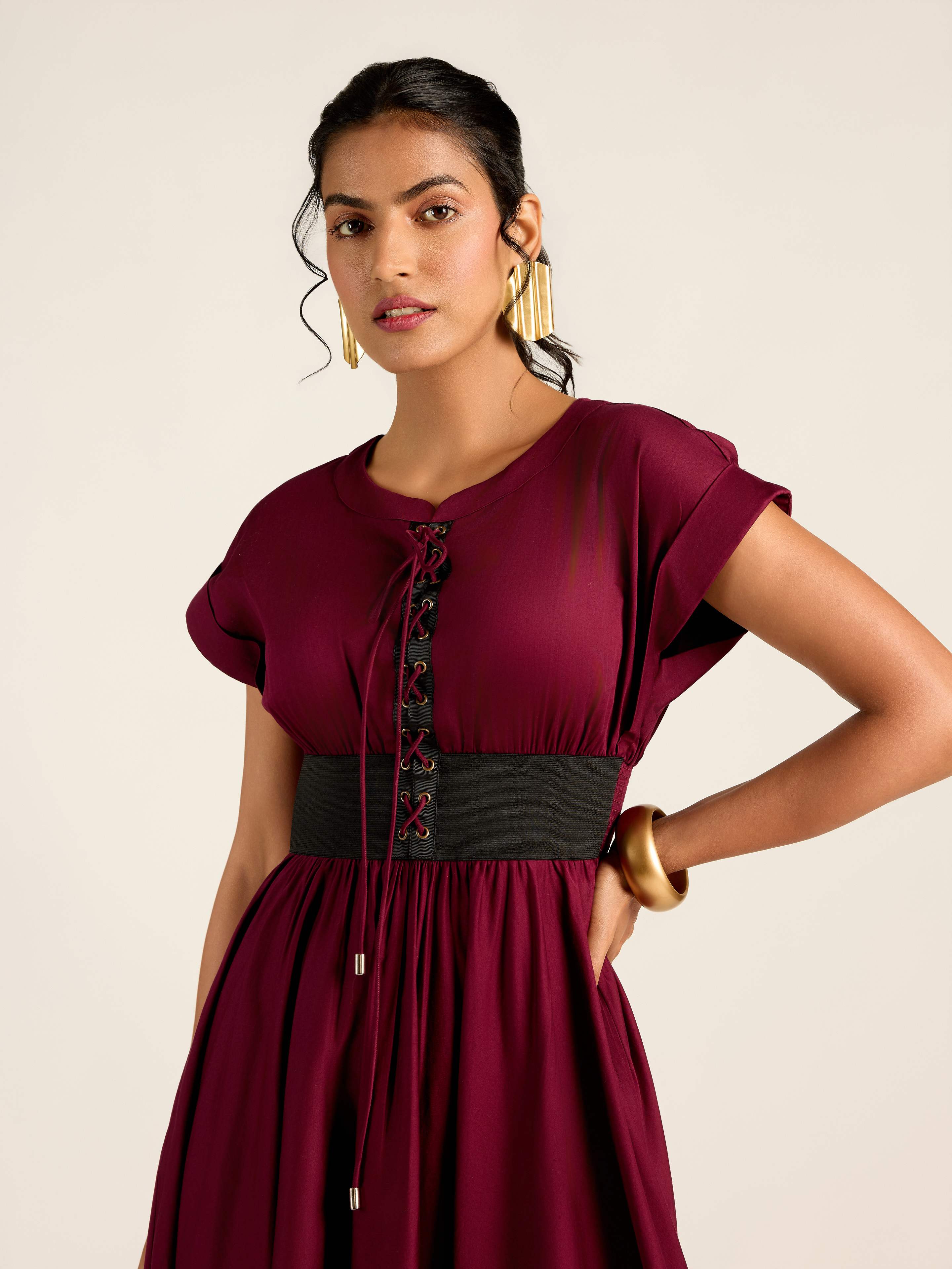 Wine Velda Long Dress