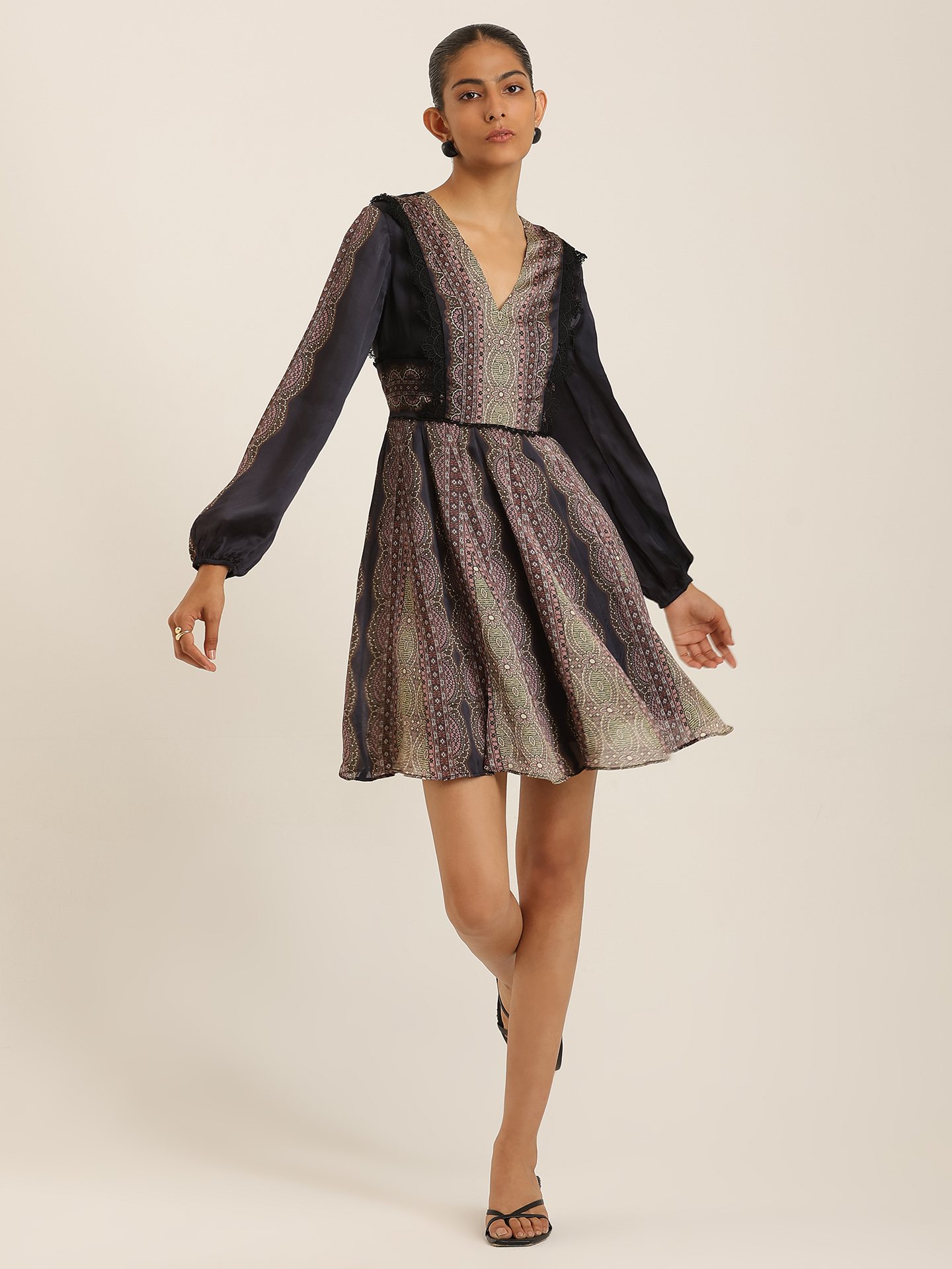 Black Multi Antonella Short Dress