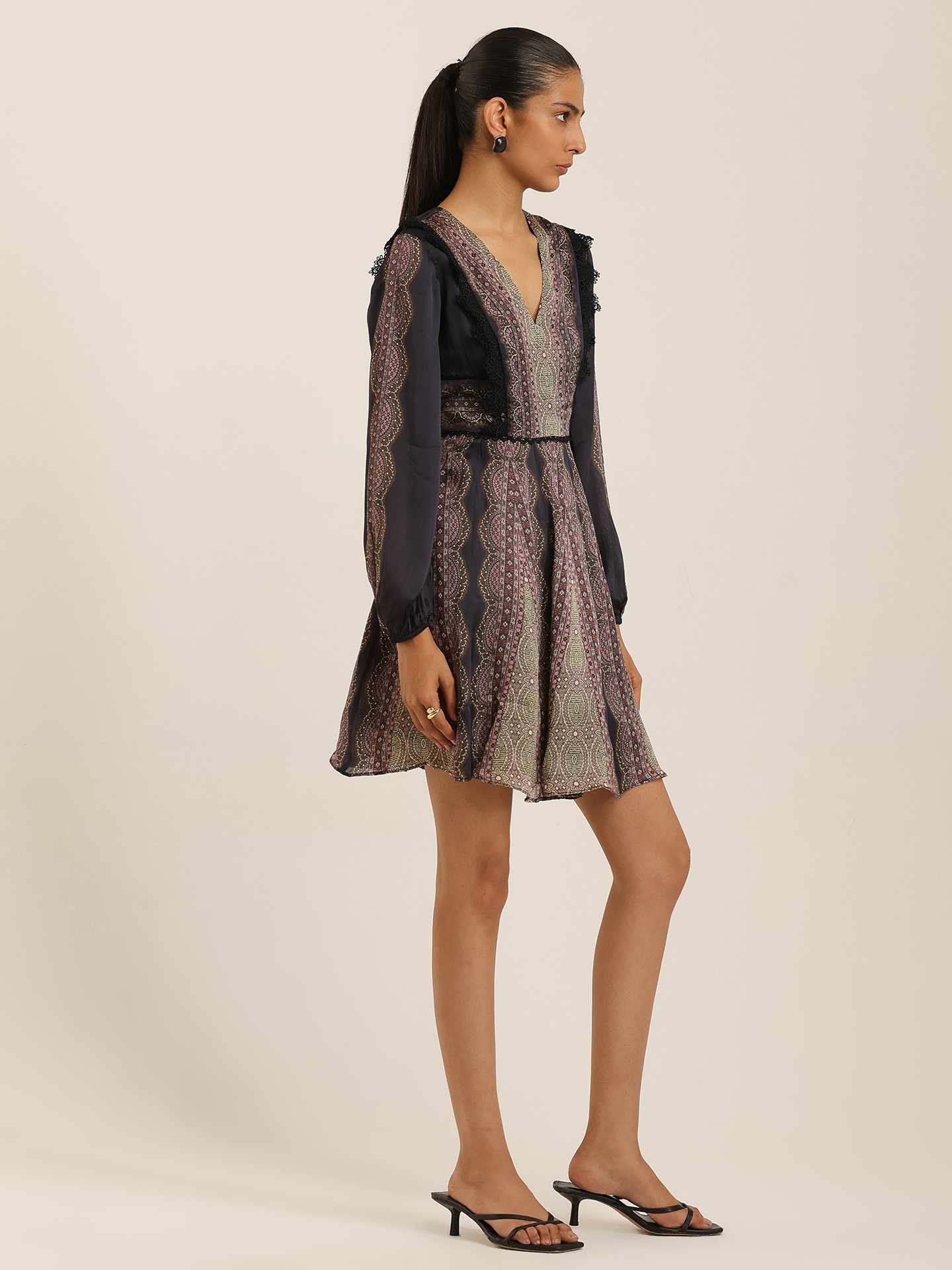 Black Multi Antonella Short Dress