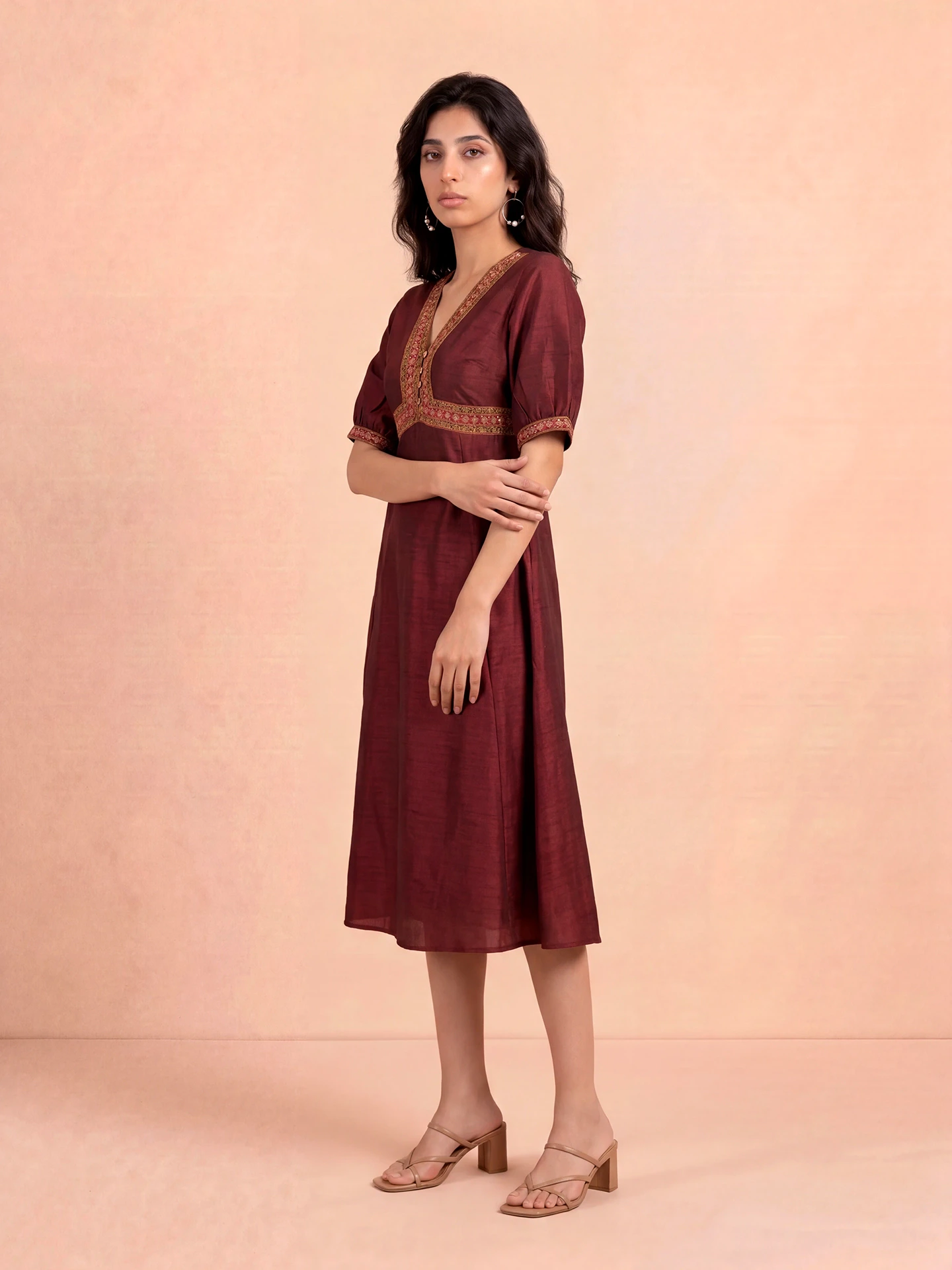 Plum Tree Midi Dress Wine