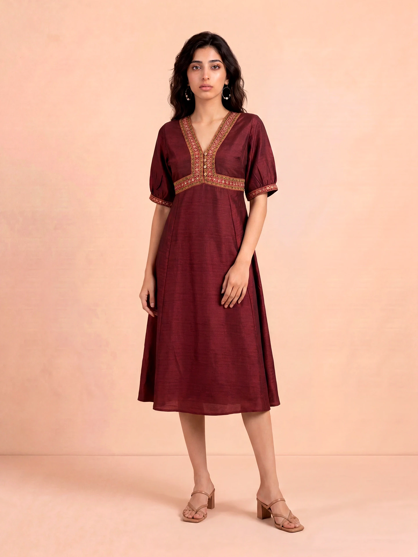 Plum Tree Midi Dress Wine