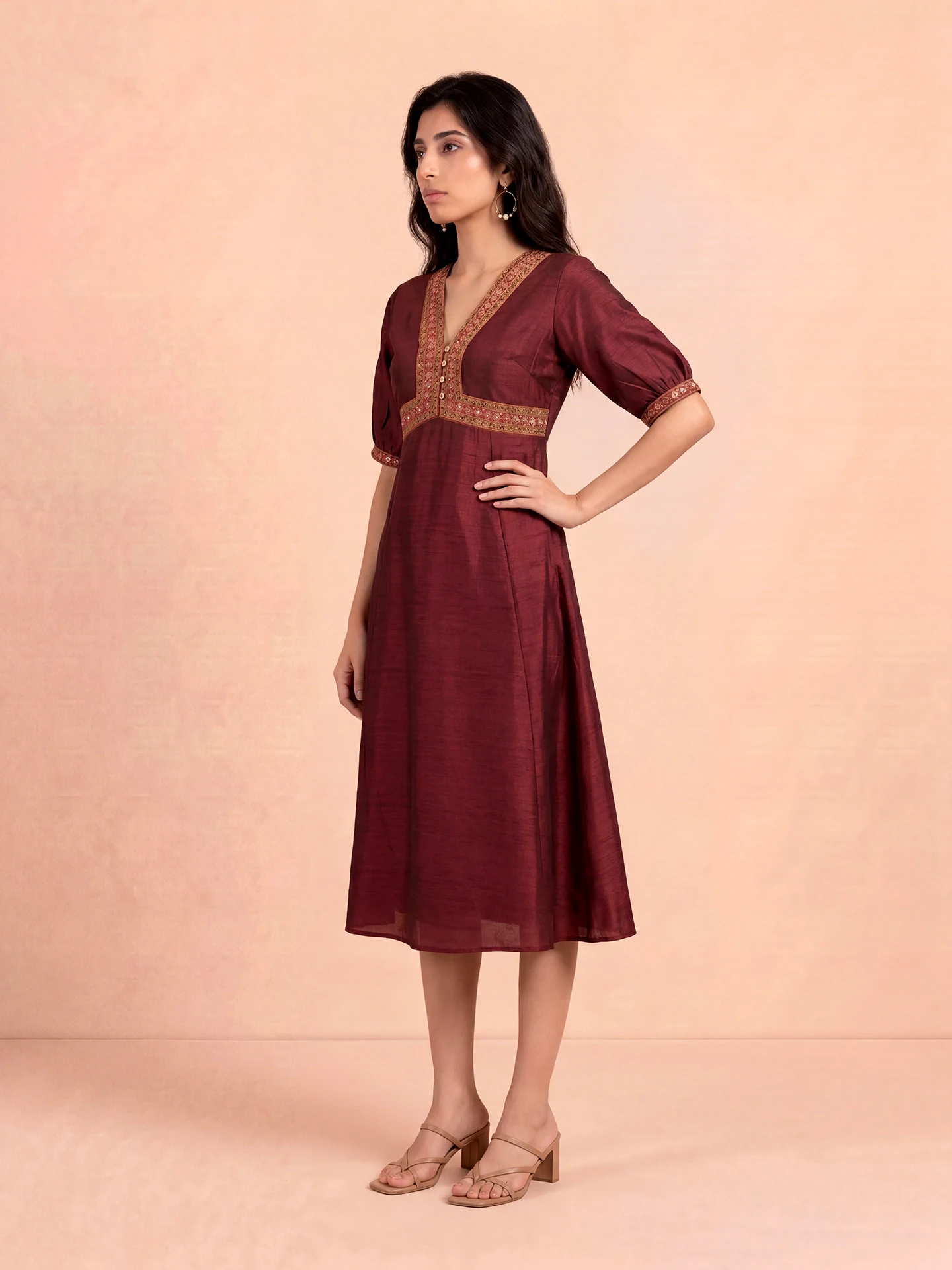 Plum Tree Midi Dress Wine