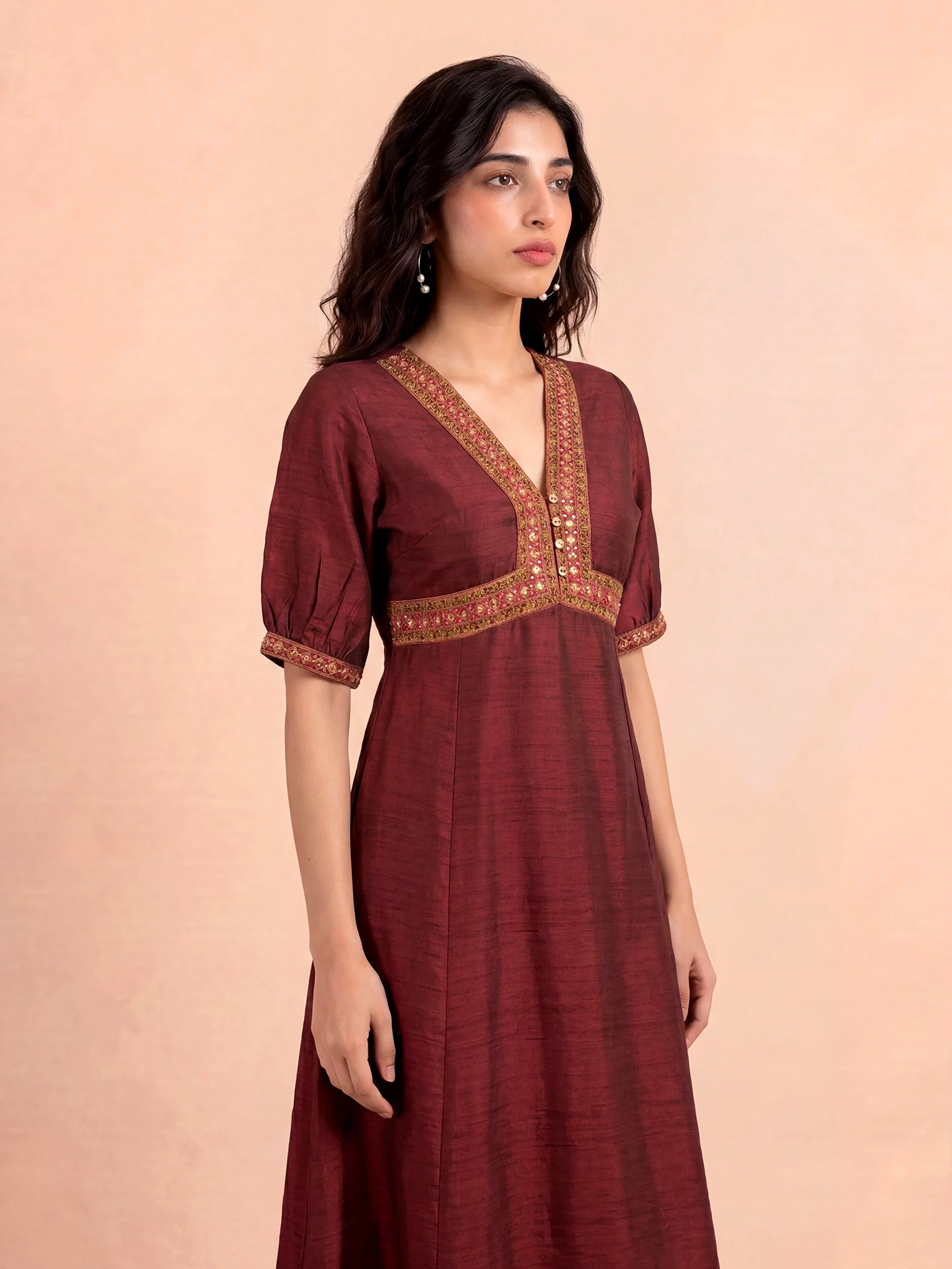 Plum Tree Midi Dress Wine