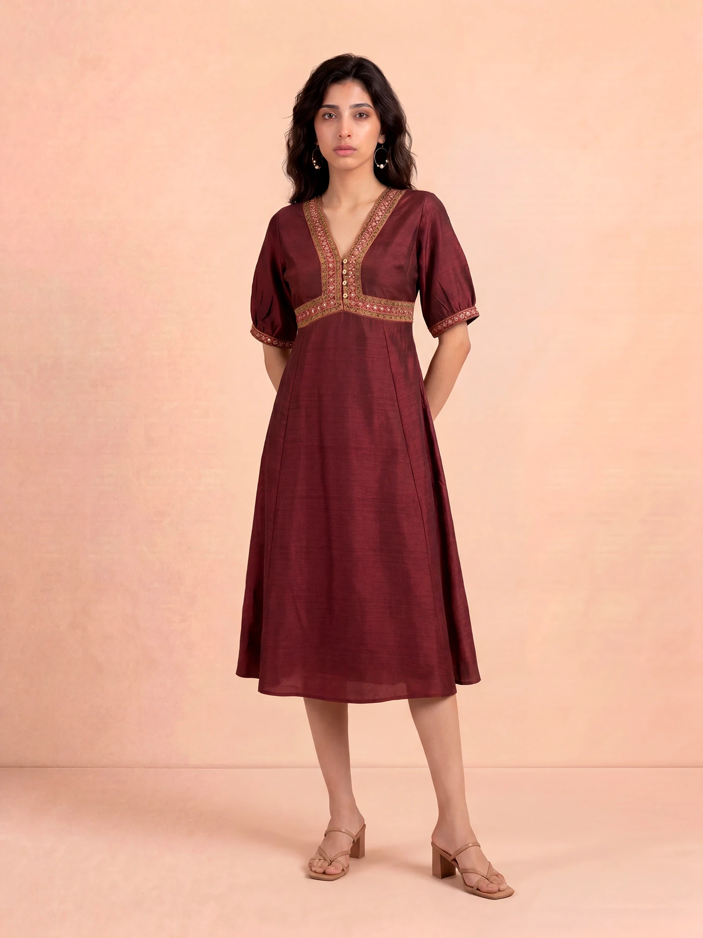 Plum Tree Midi Dress Wine