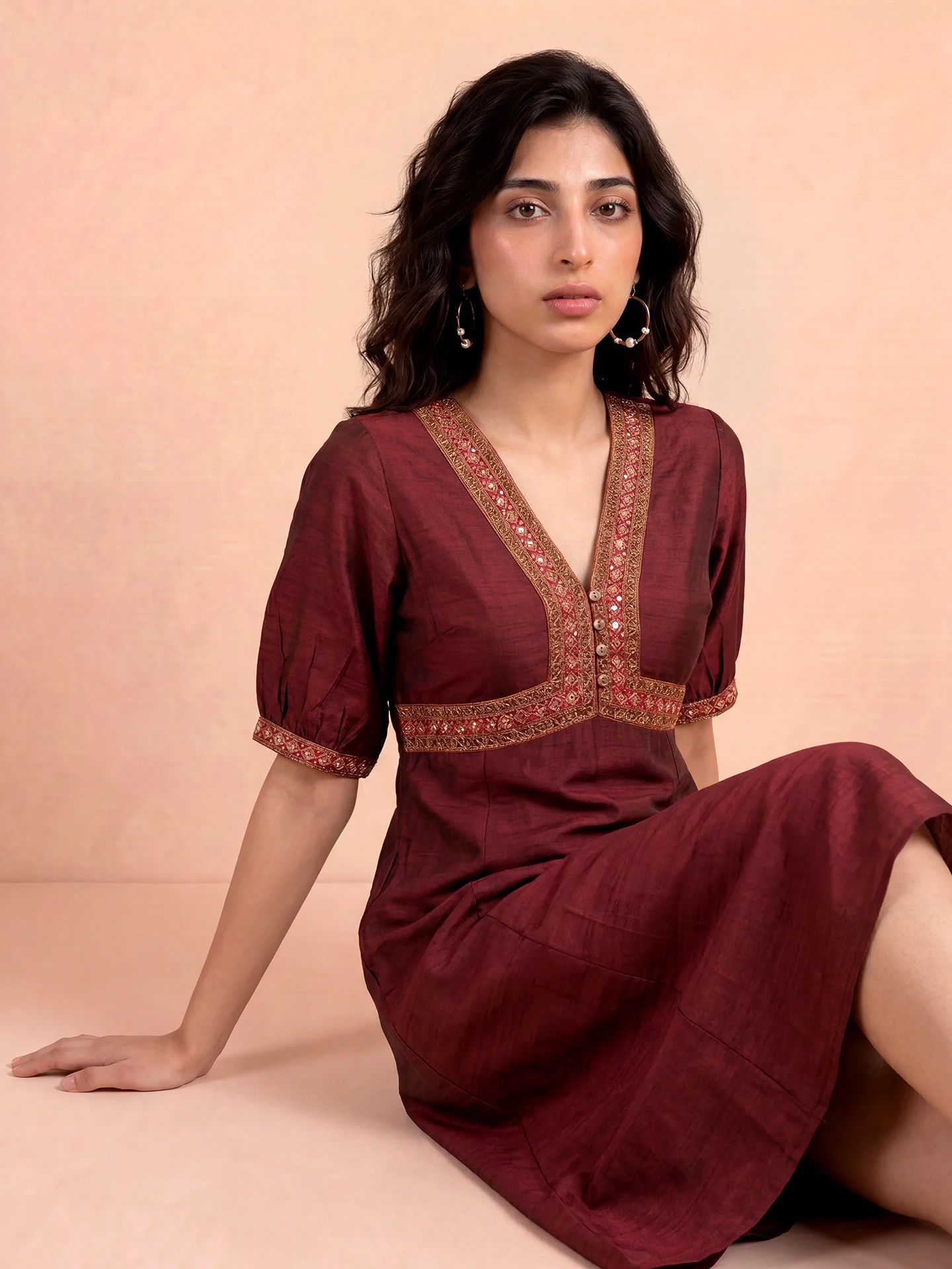 Plum Tree Midi Dress Wine