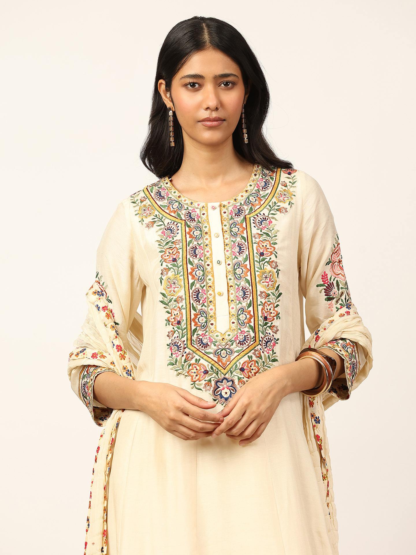 Ecru Sasha Emb Suit Set