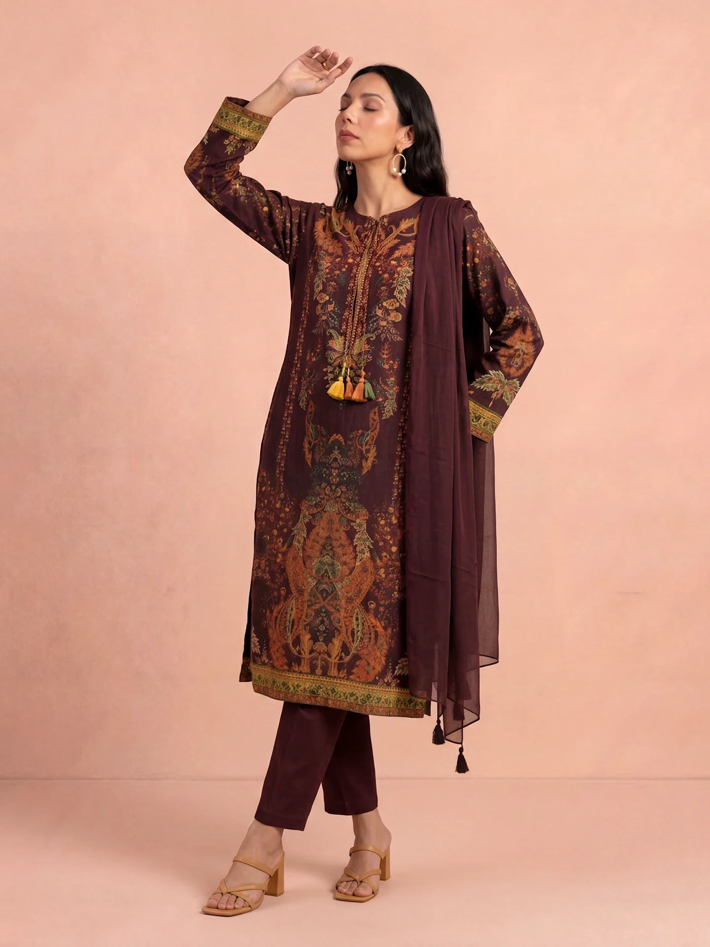 Wine Tuberose Suit Set