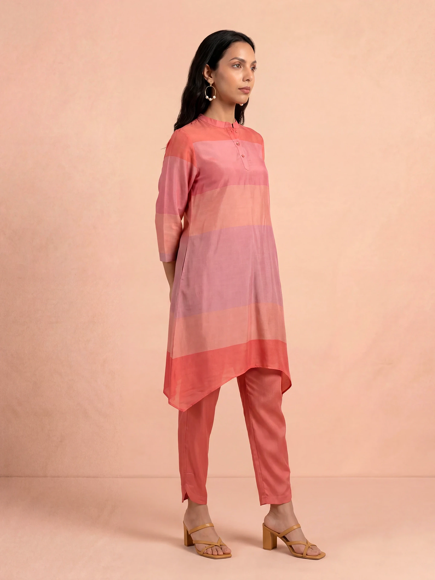 Coral Colorblock Kurta Set