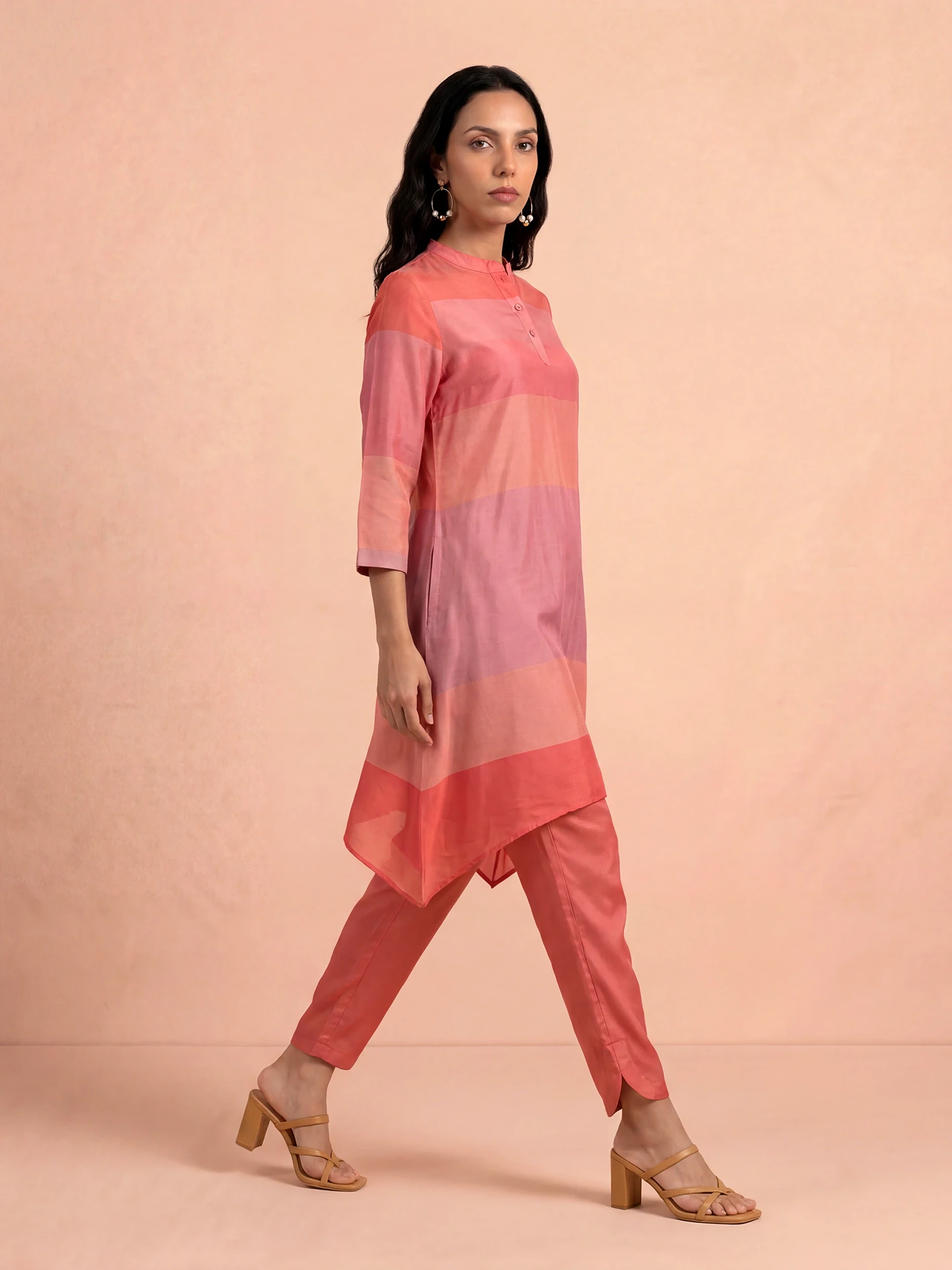 Coral Colorblock Kurta Set