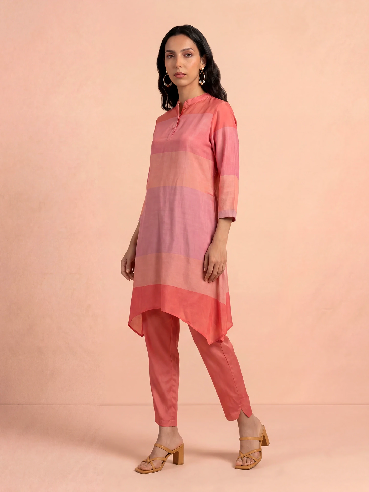 Coral Colorblock Kurta Set