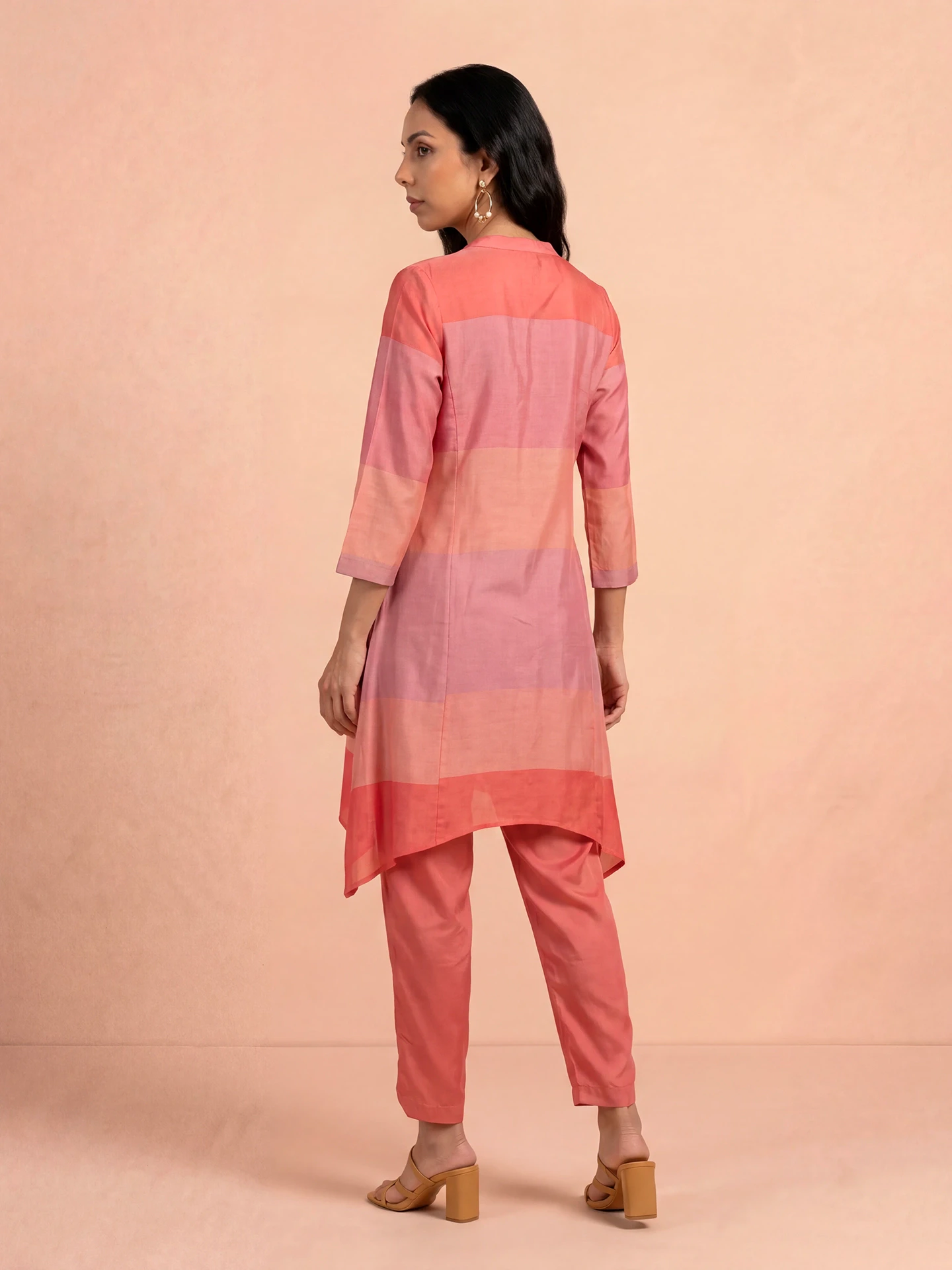 Coral Colorblock Kurta Set