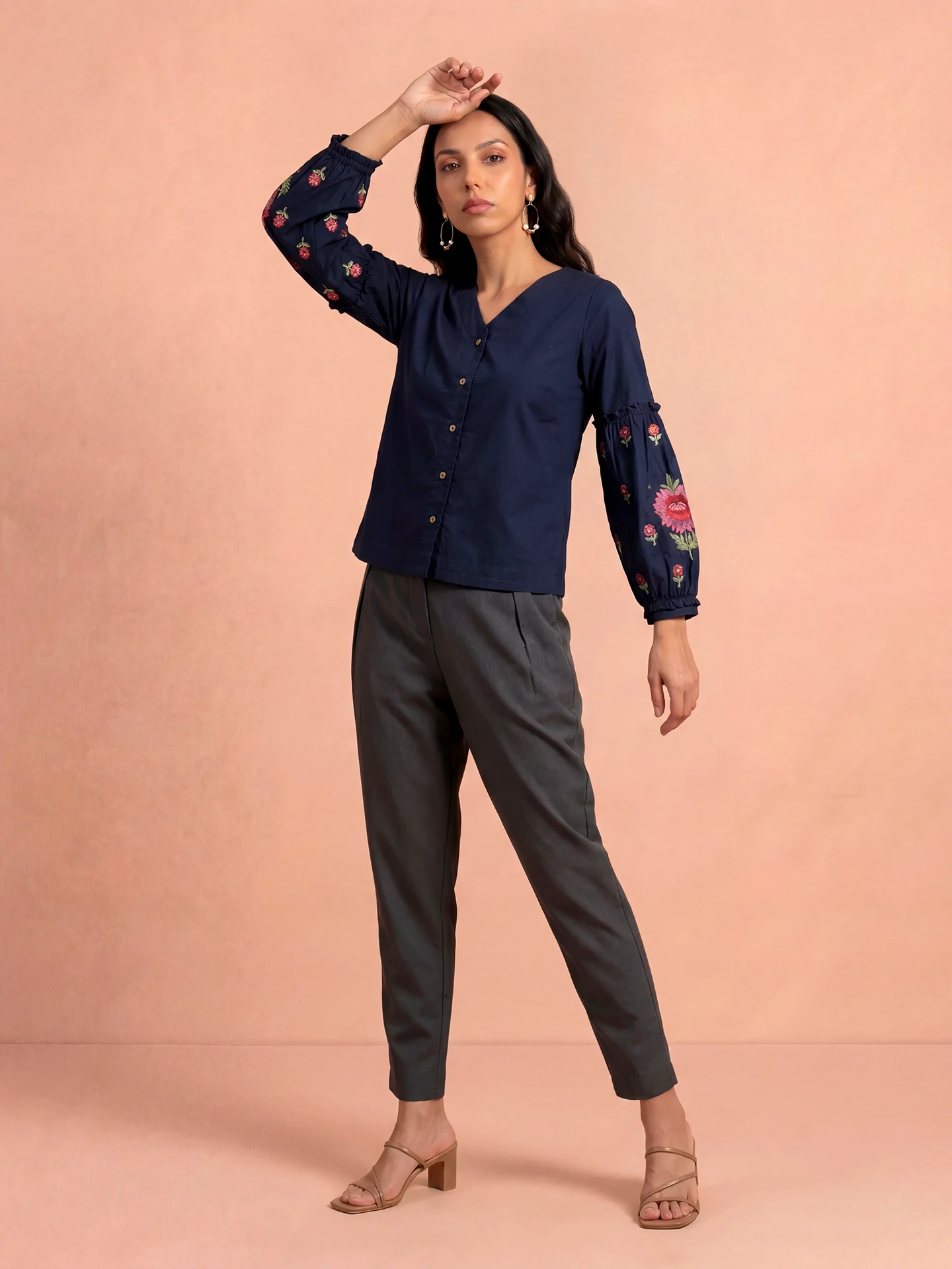 Blue Ridhi Solid Shirt
