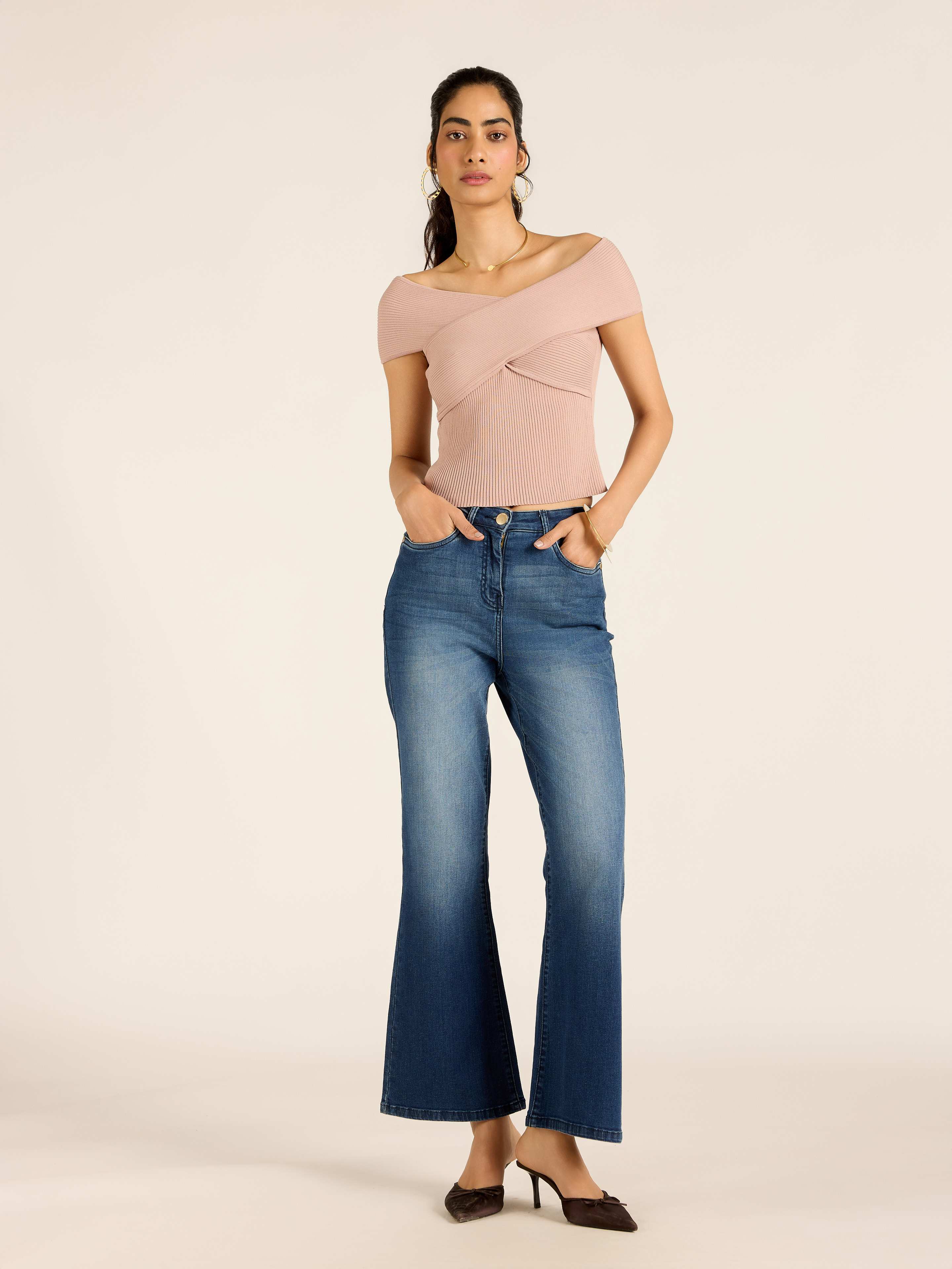Beige Jean Top
