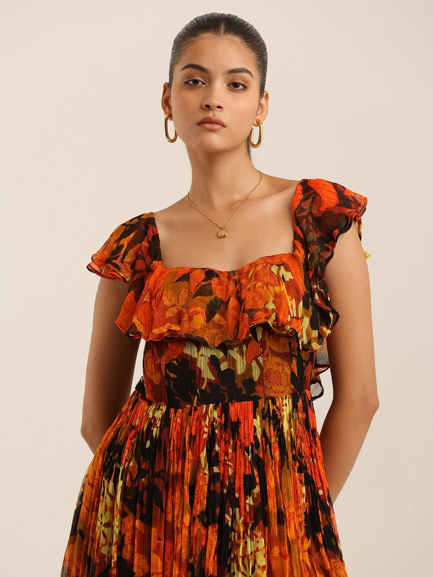 Black Floriane Long Dress