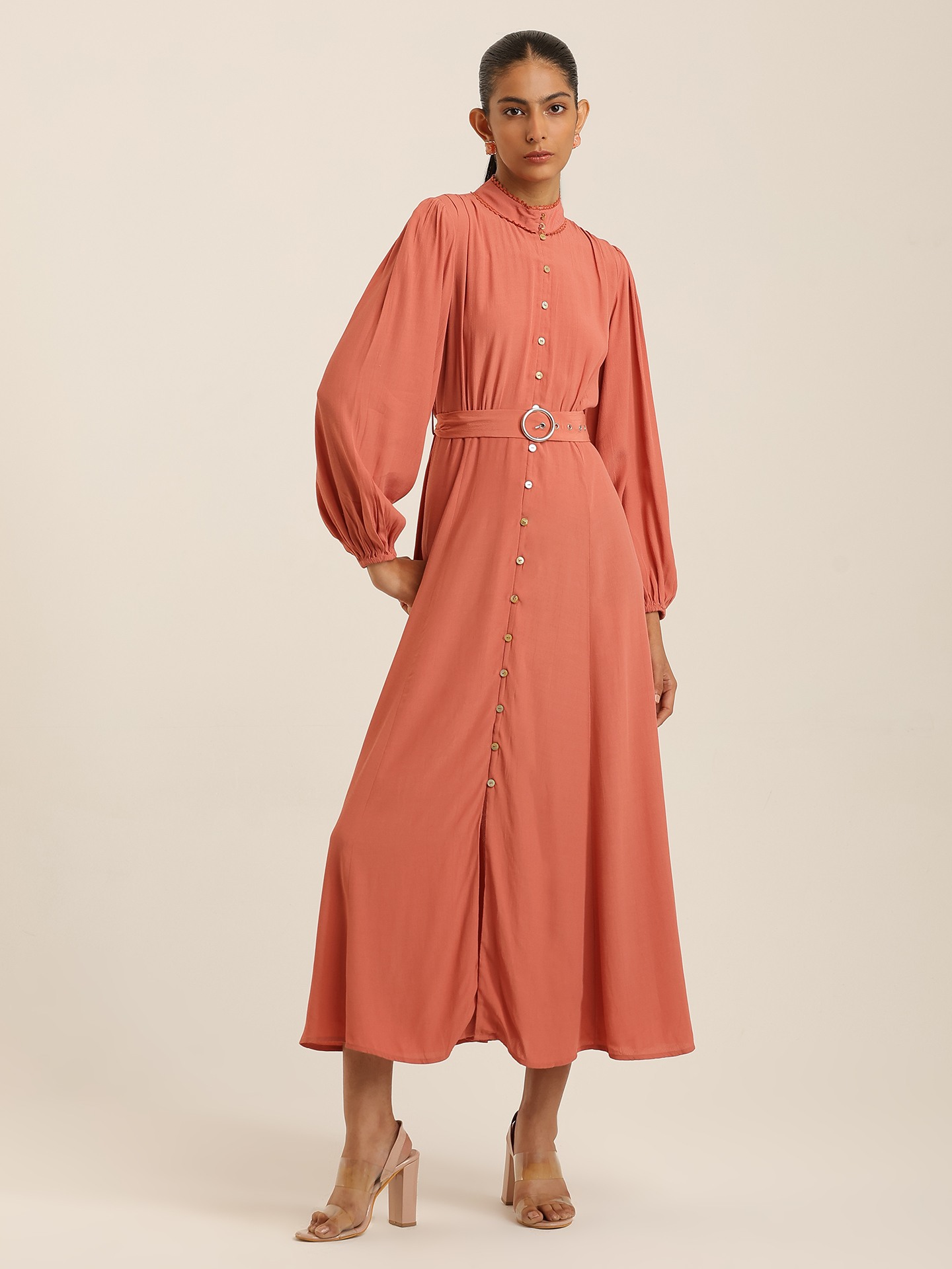 Rust Fashion Flair Long Dress