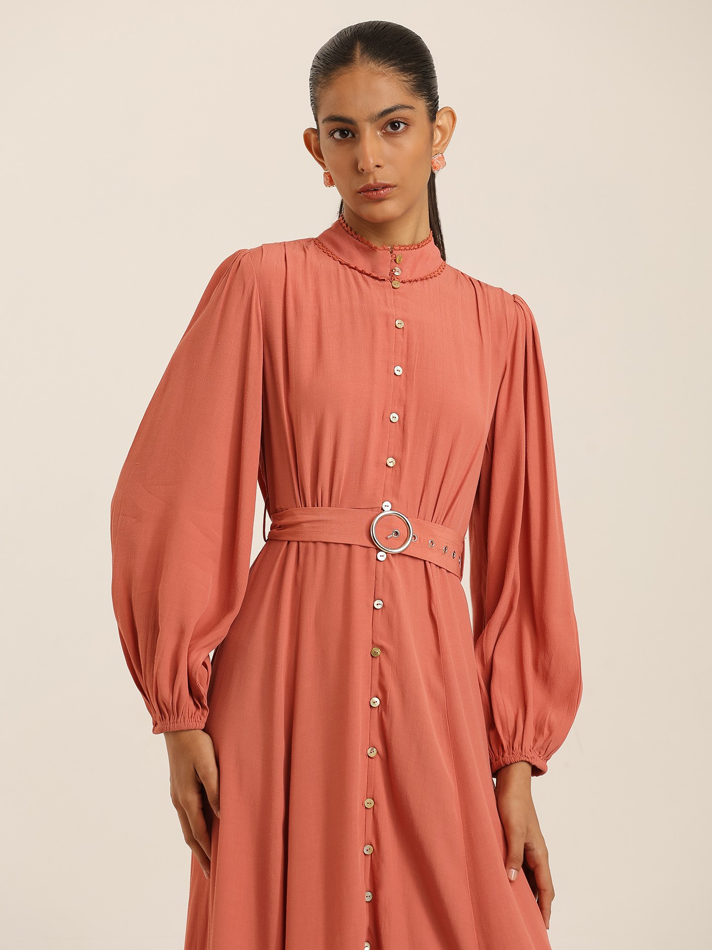 Rust Fashion Flair Long Dress