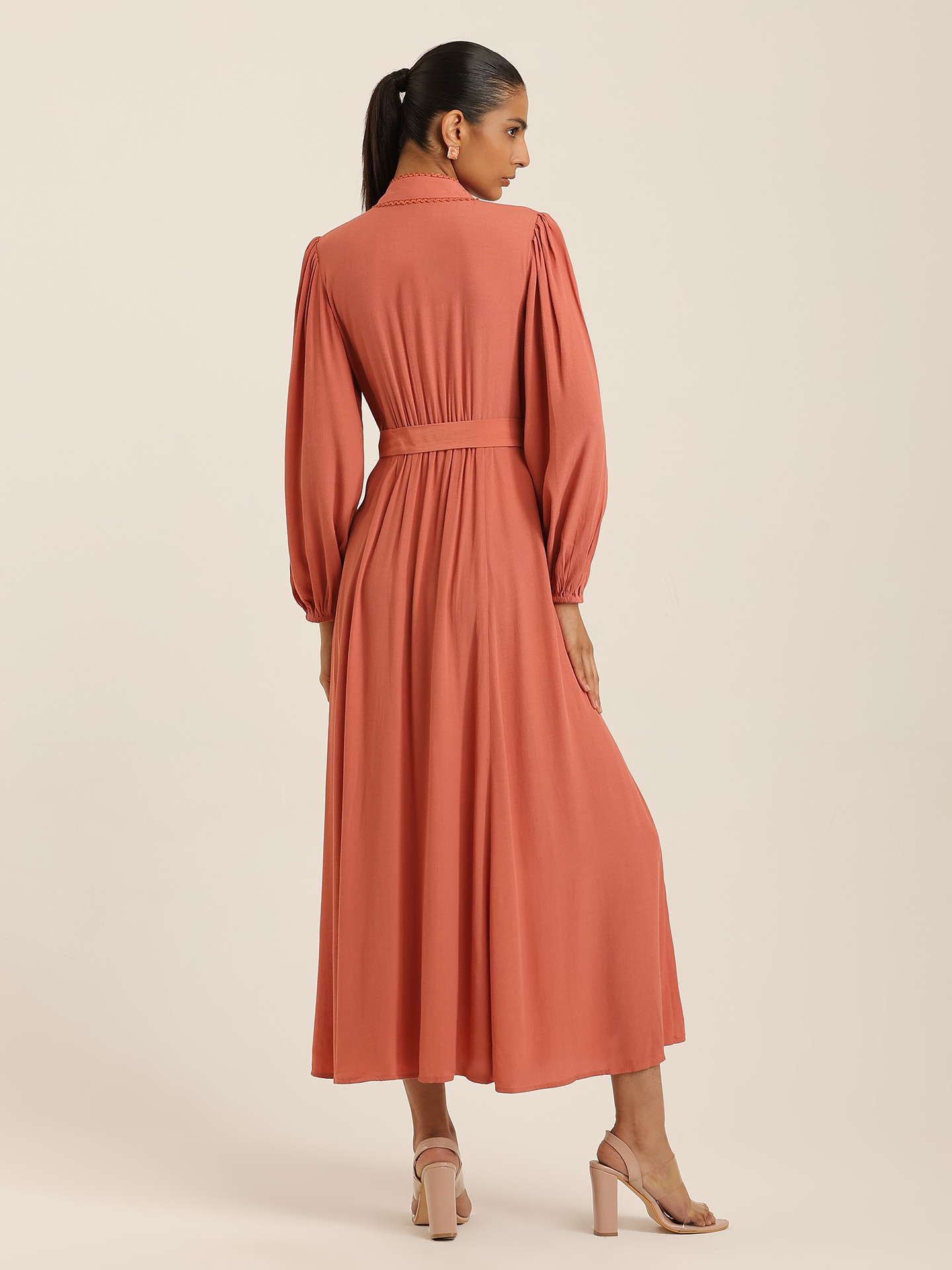 Rust Fashion Flair Long Dress