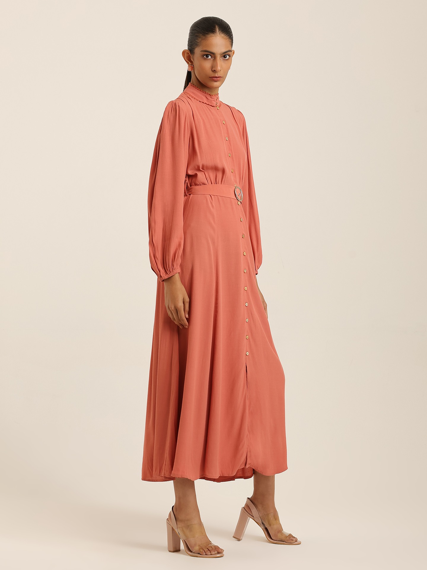 Rust Fashion Flair Long Dress