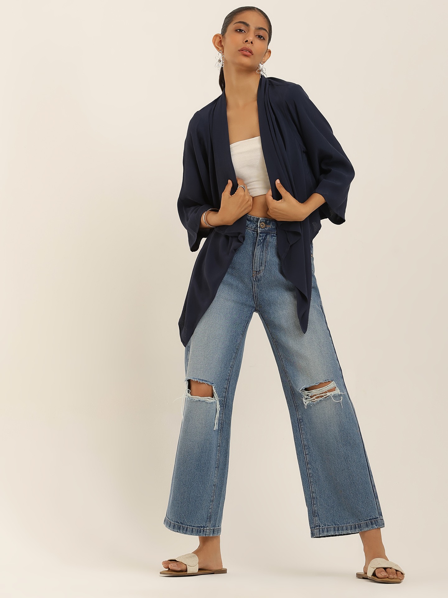 Navy Fashion Flair Shrug