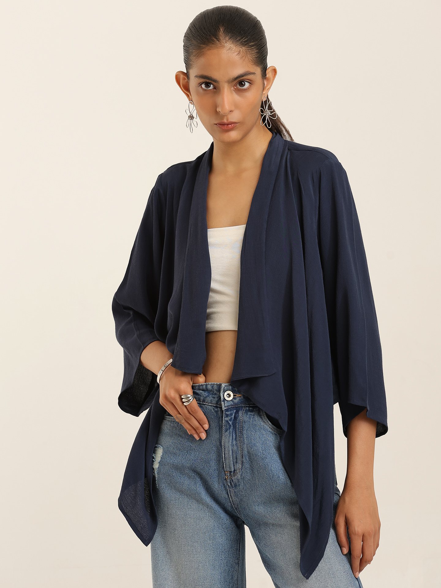Navy Fashion Flair Shrug