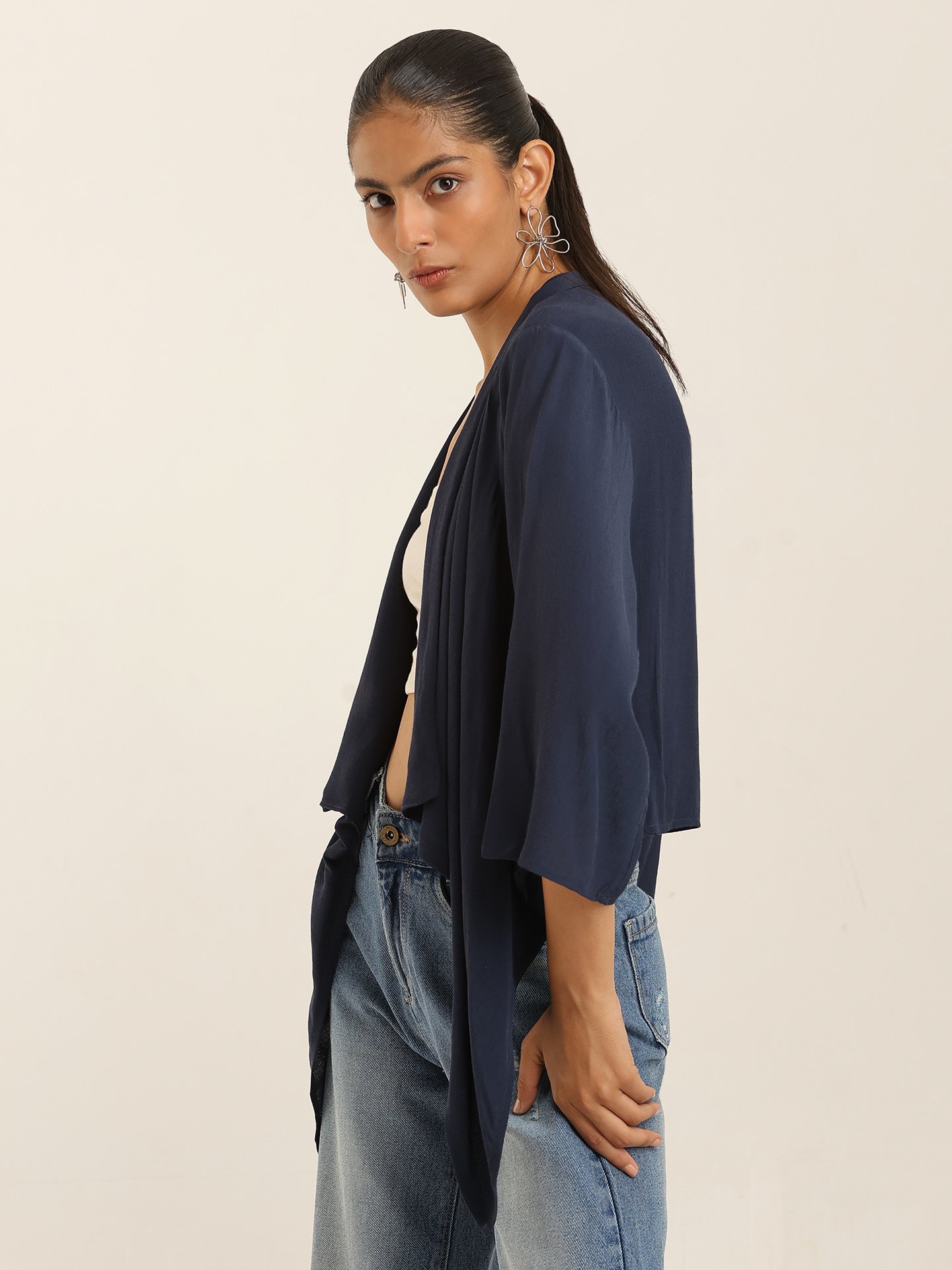 Navy Fashion Flair Shrug