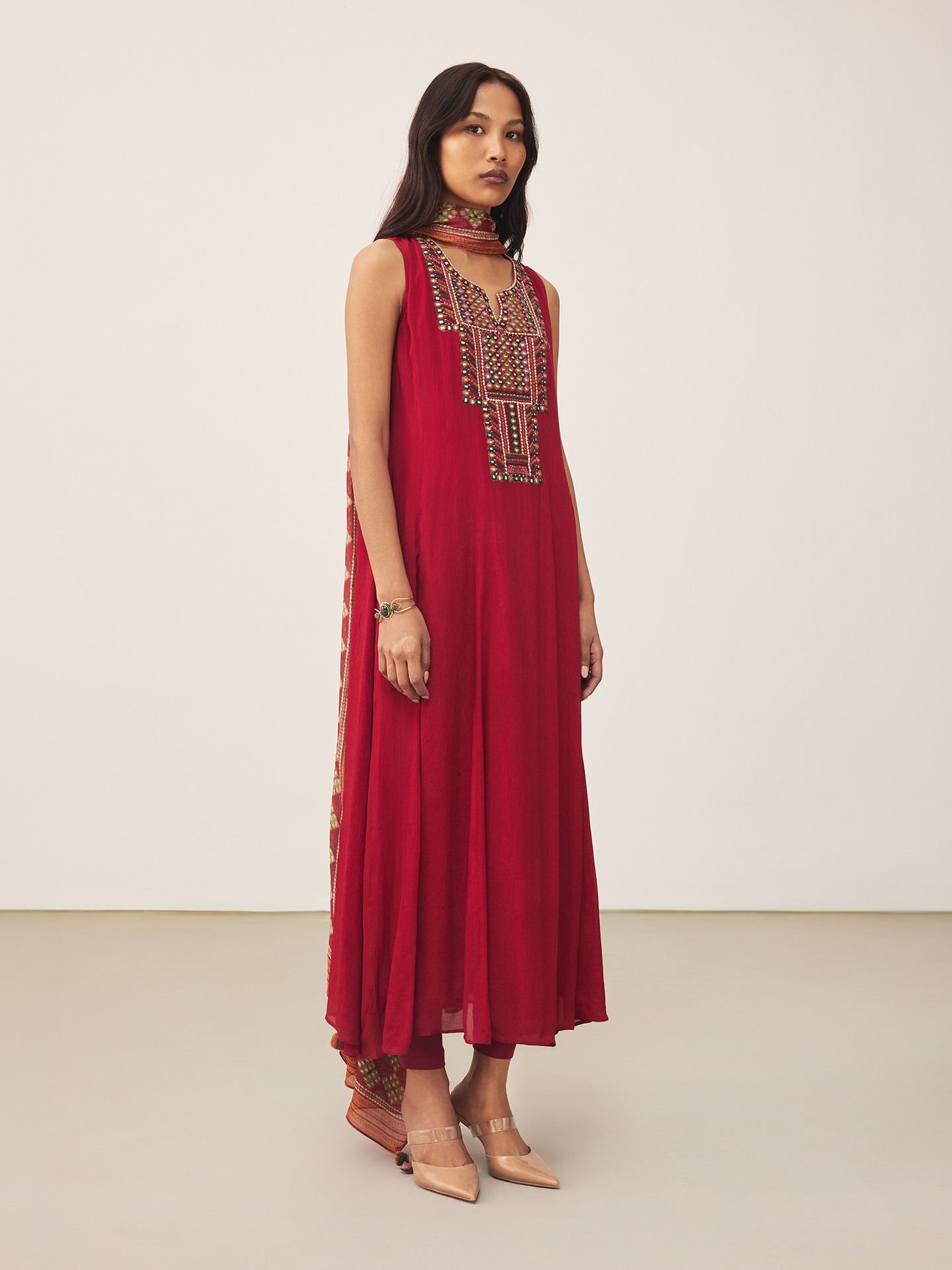 Maroon Achhara Solid Suit Set