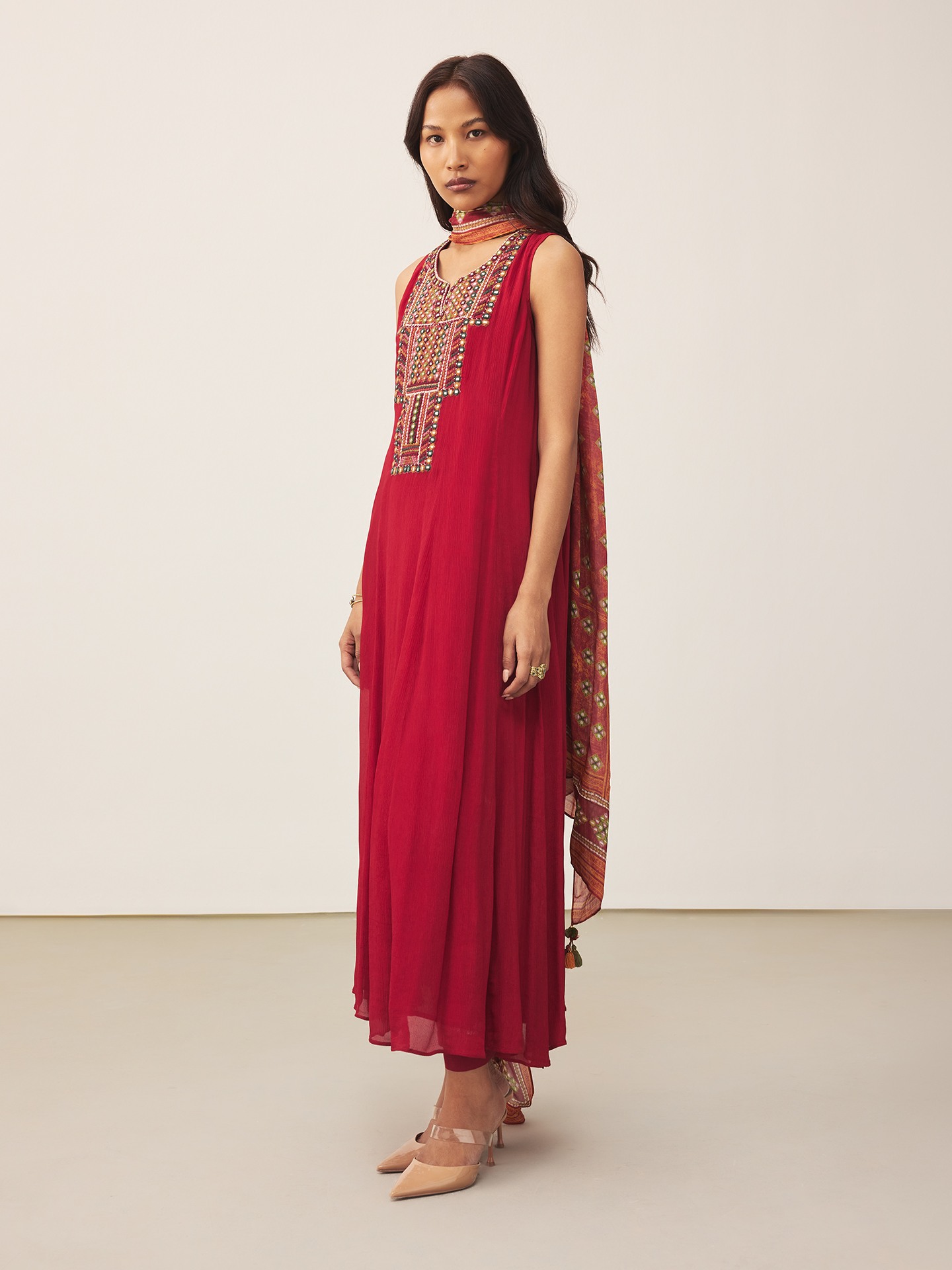 Maroon Achhara Solid Suit Set