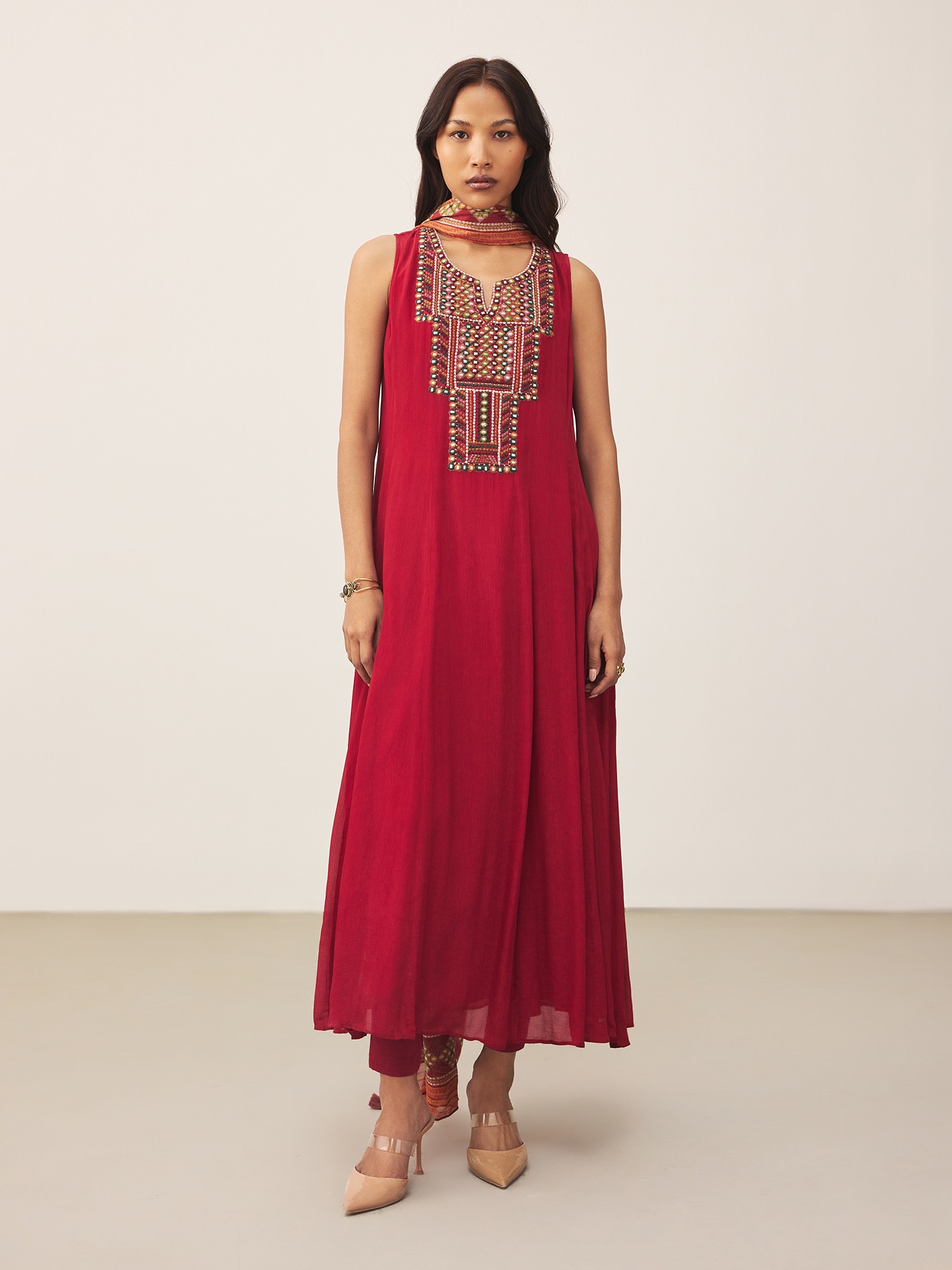 Maroon Achhara Solid Suit Set