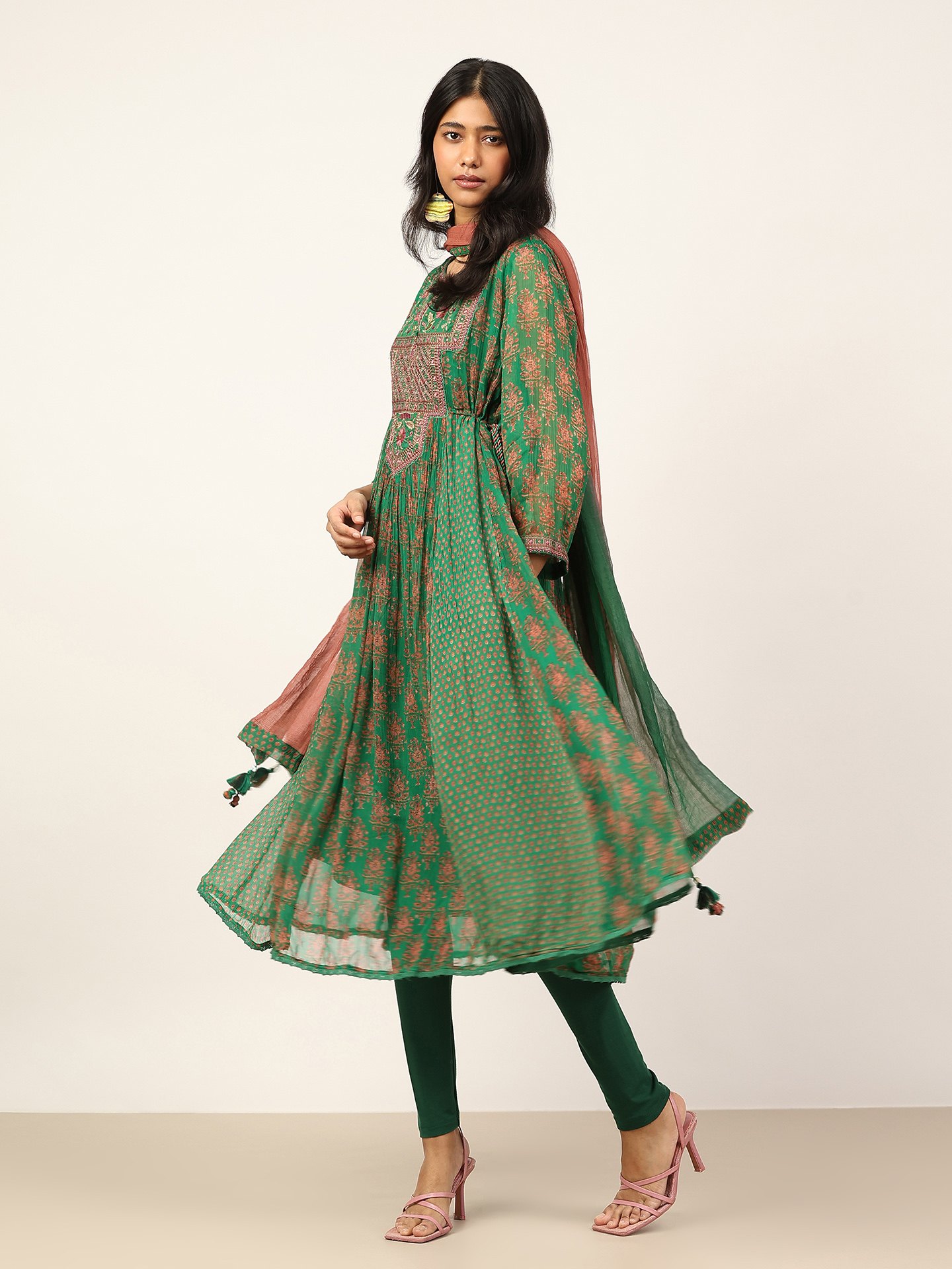 Green Anantam Print Suit Set