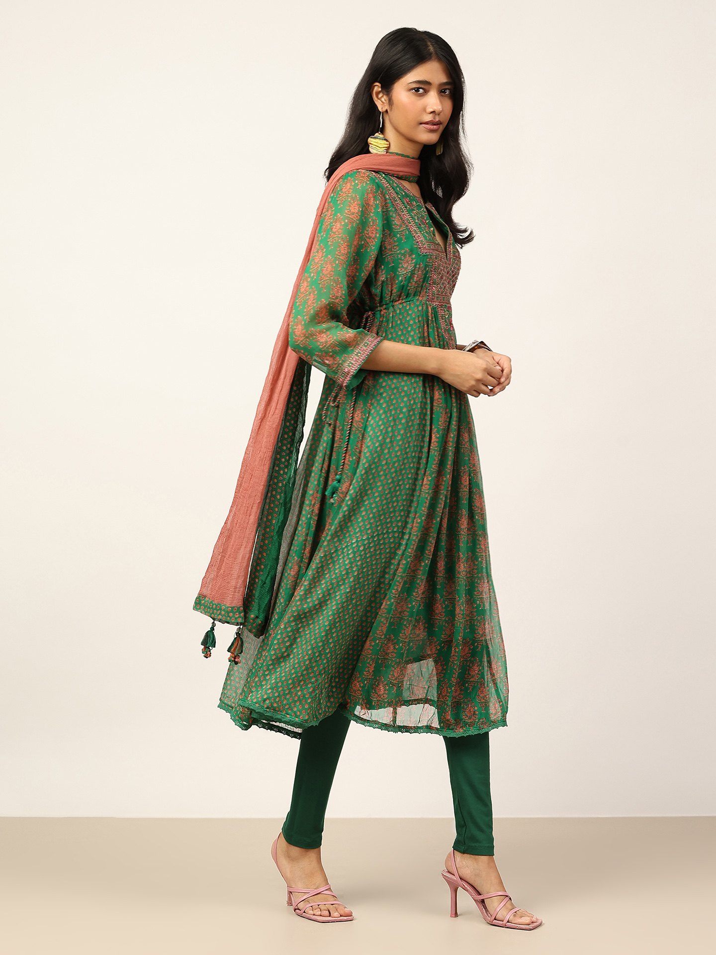 Green Anantam Print Suit Set
