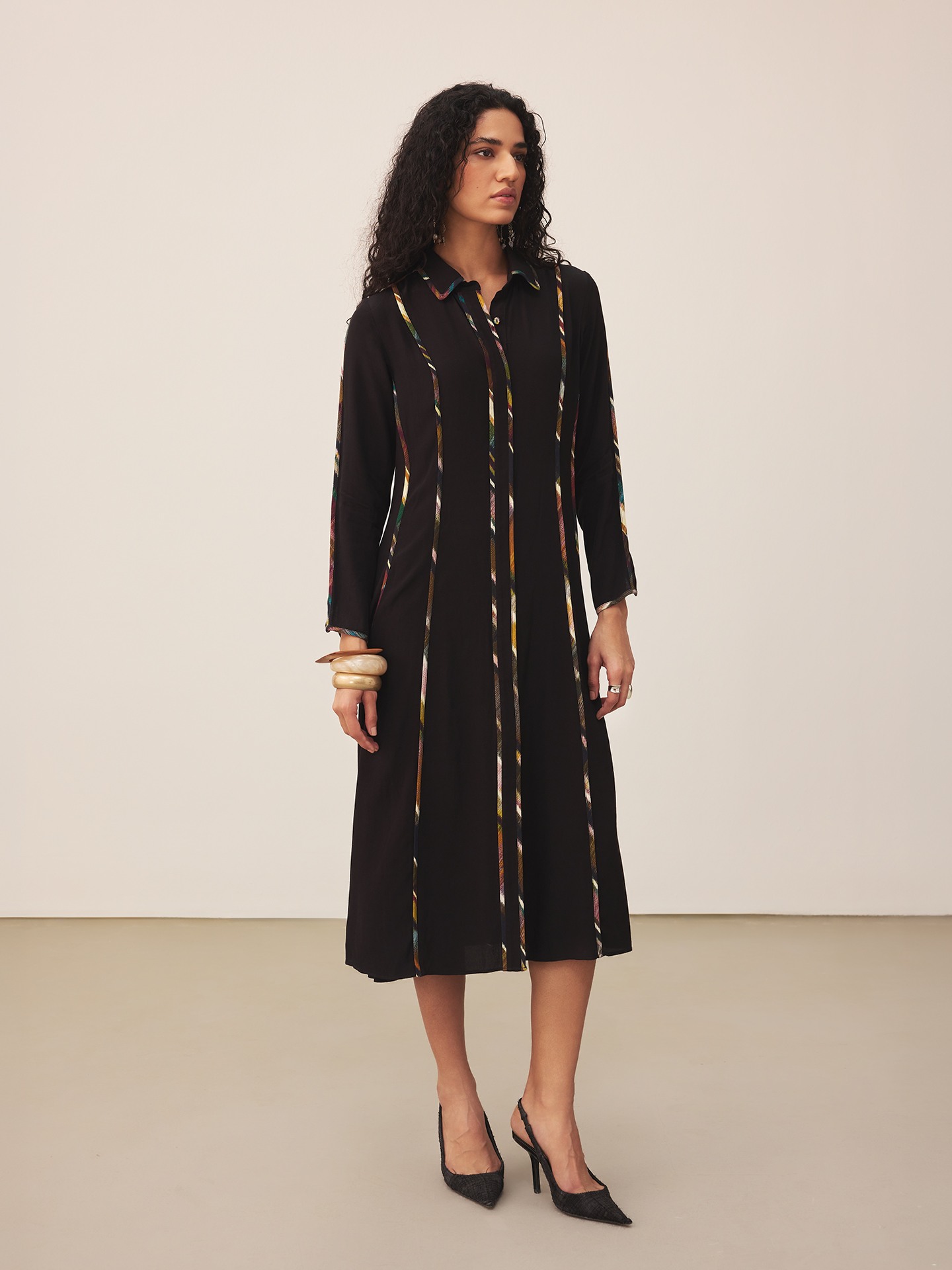 Black Candice Solid Long Dress
