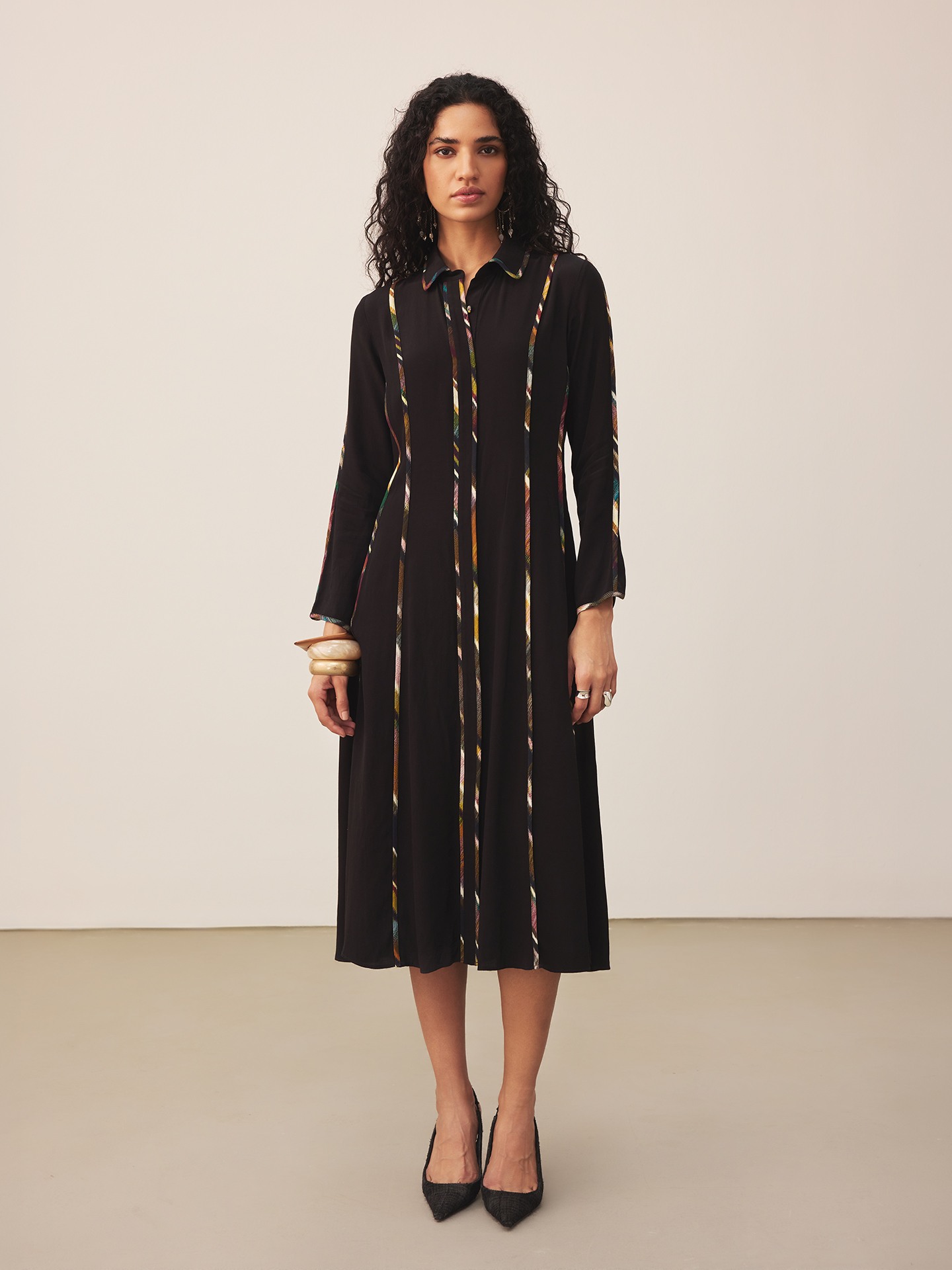 Black Candice Solid Long Dress