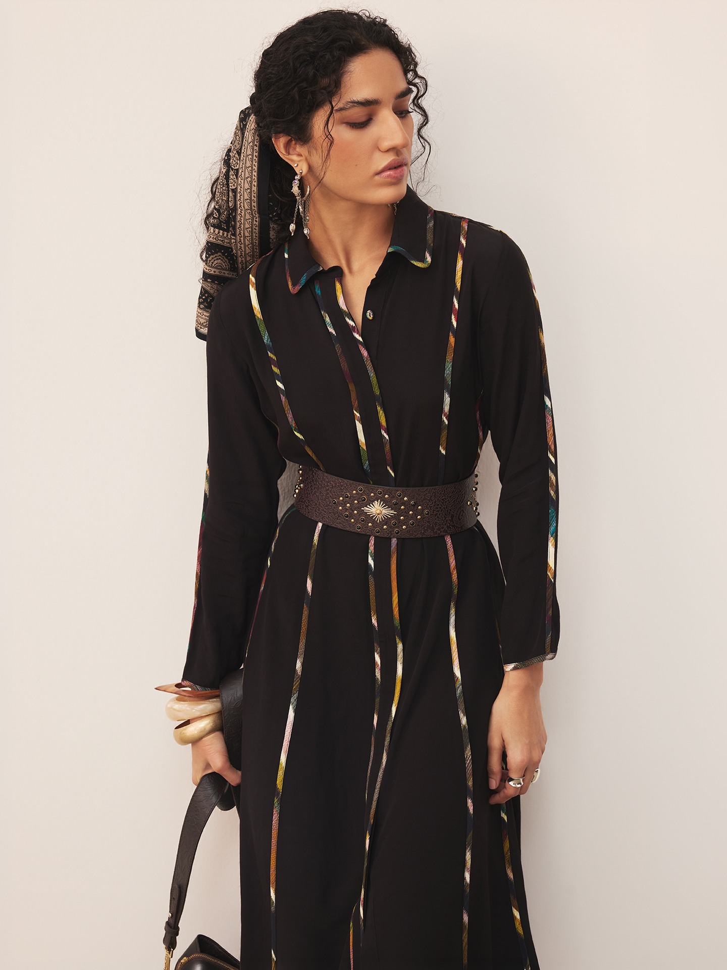 Black Candice Solid Long Dress