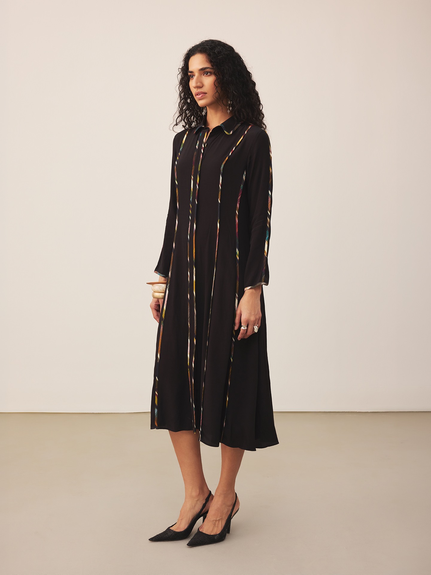 Black Candice Solid Long Dress