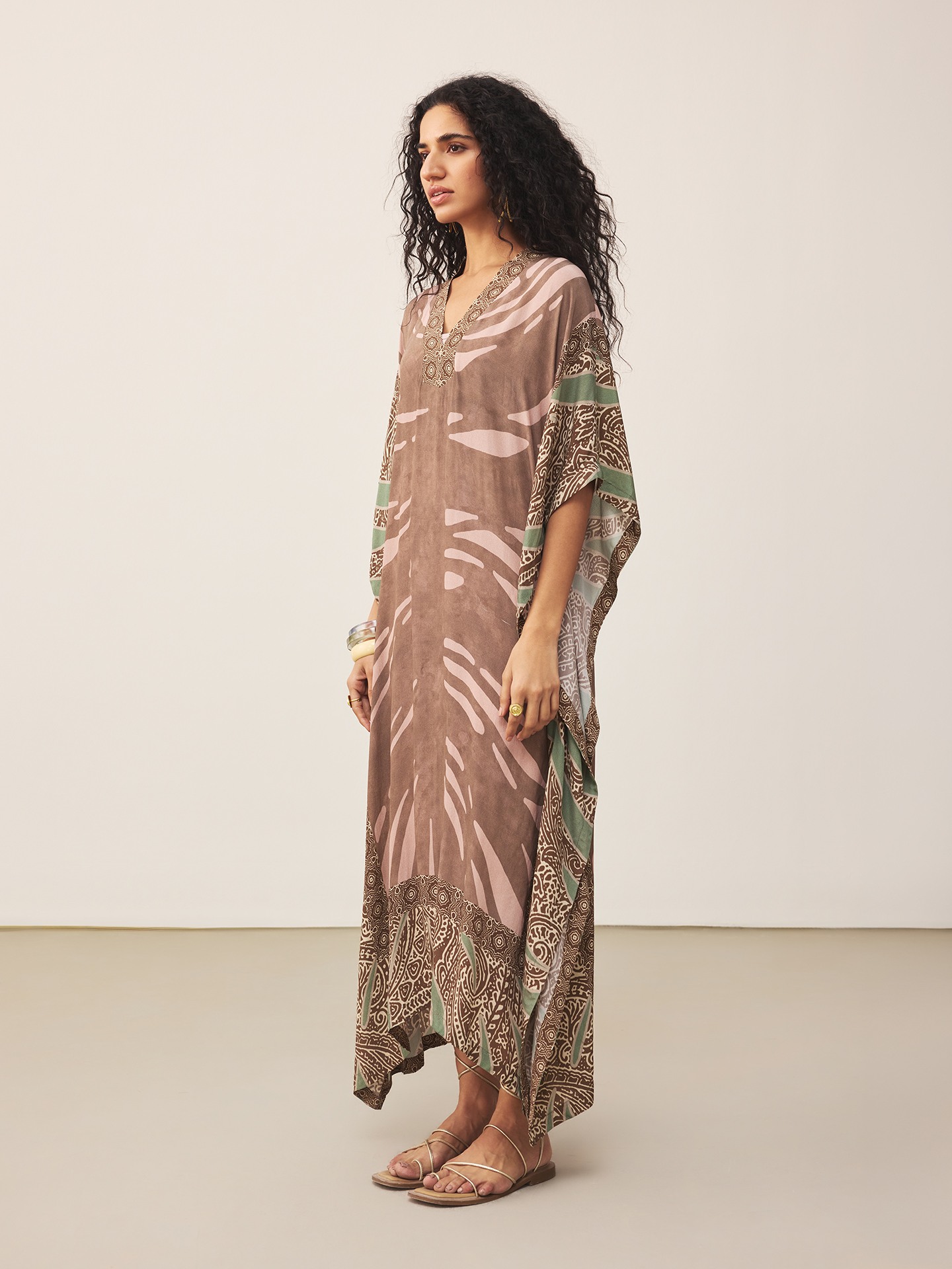 Brown Cascade  Kaftan