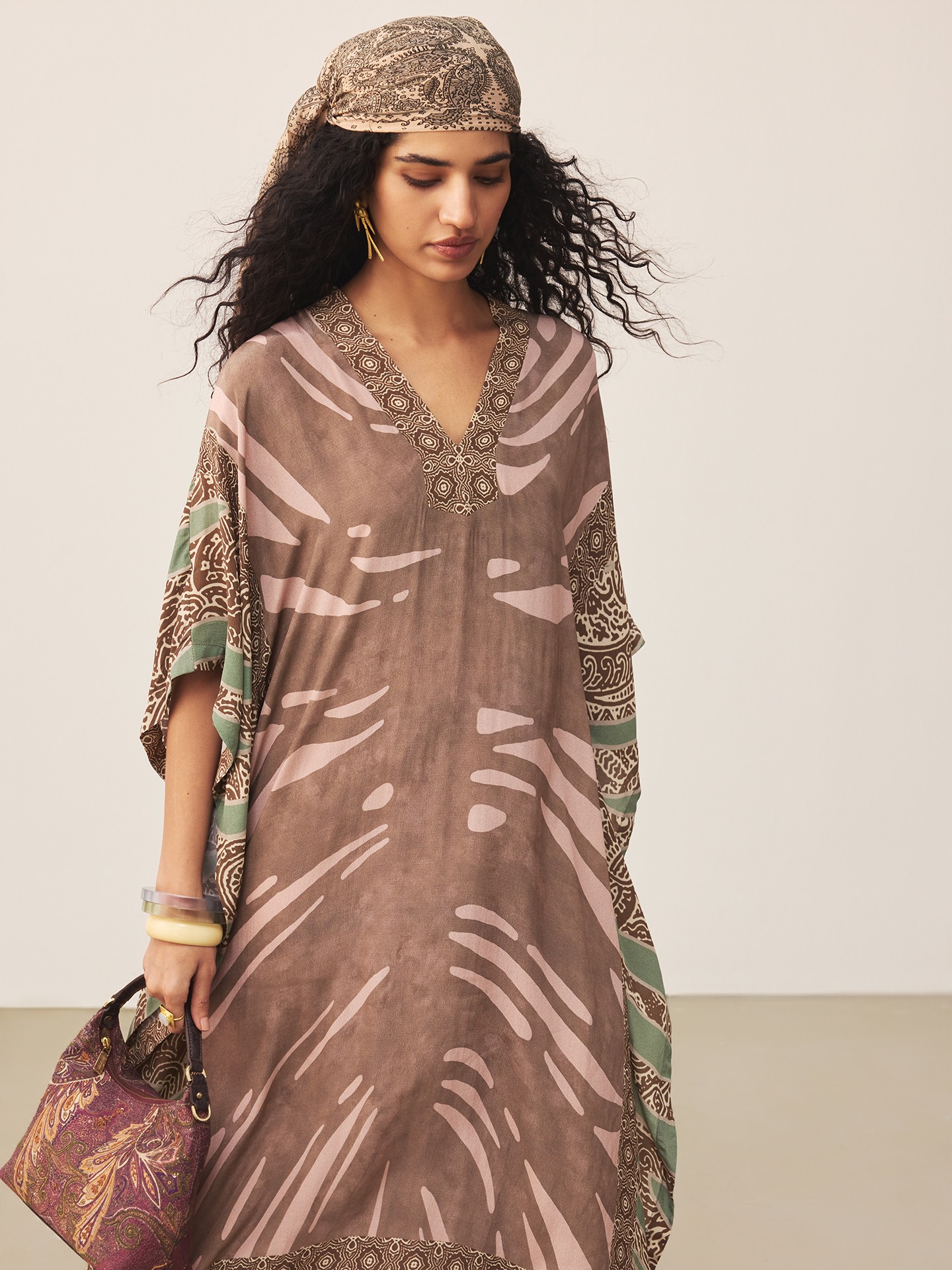 Brown Cascade  Kaftan