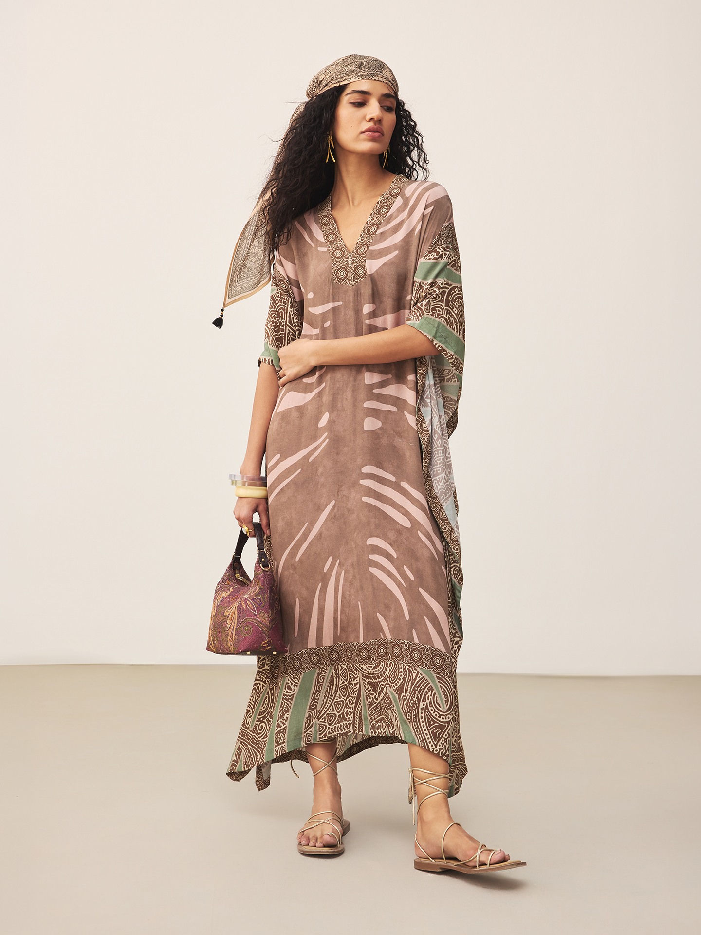 Brown Cascade  Kaftan