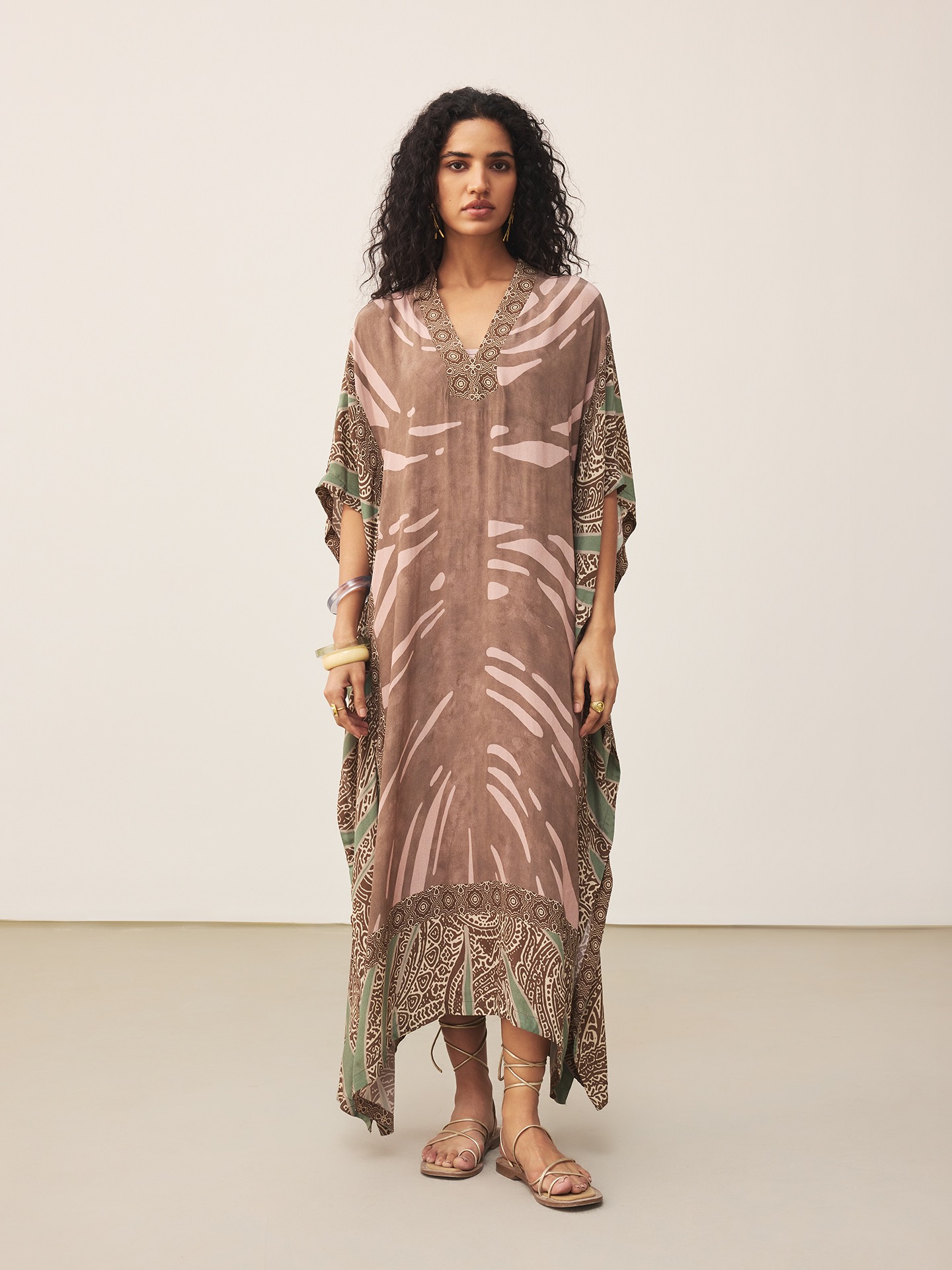Brown Cascade  Kaftan