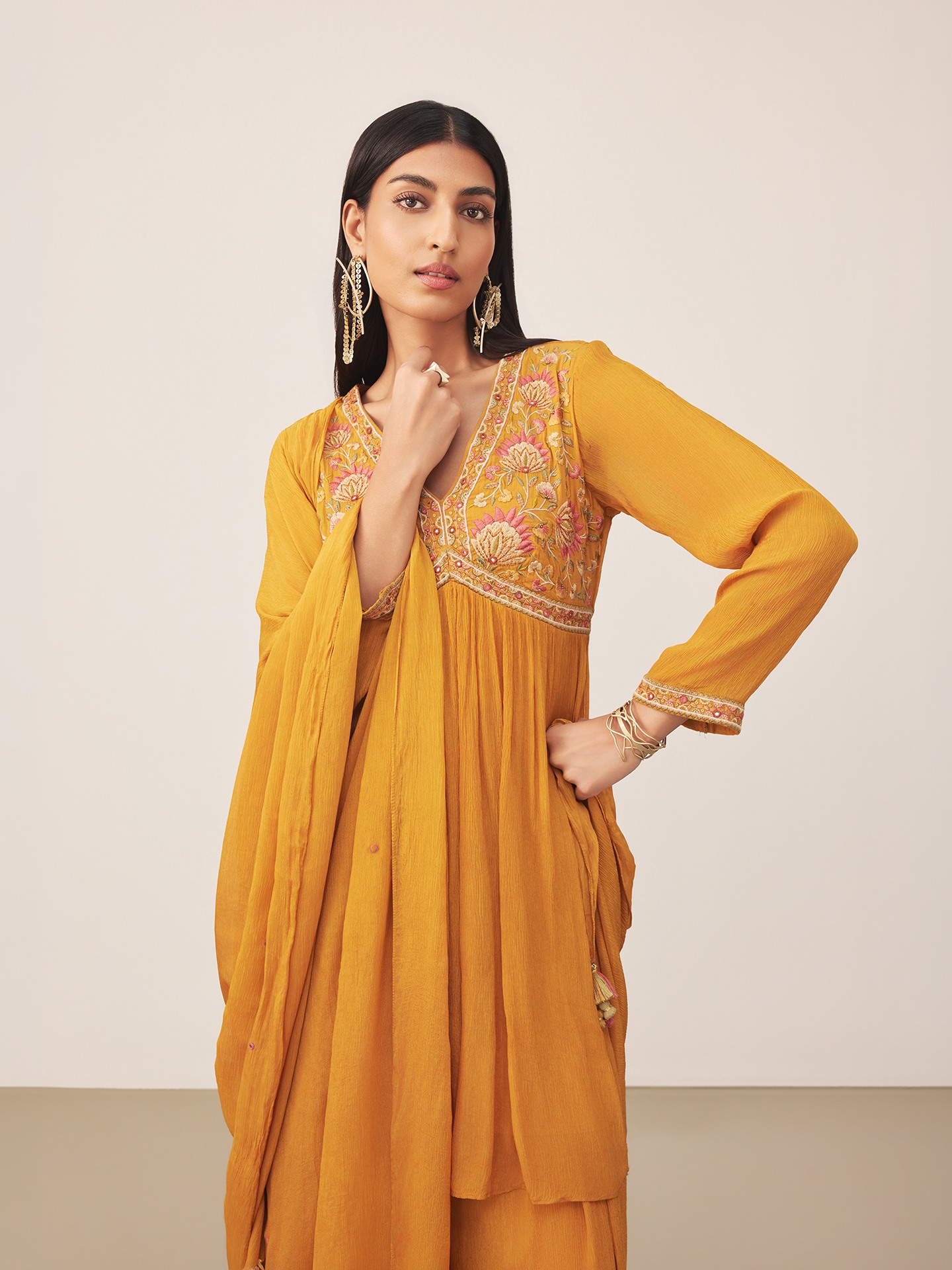 Mustard Iris Solid Suit Set