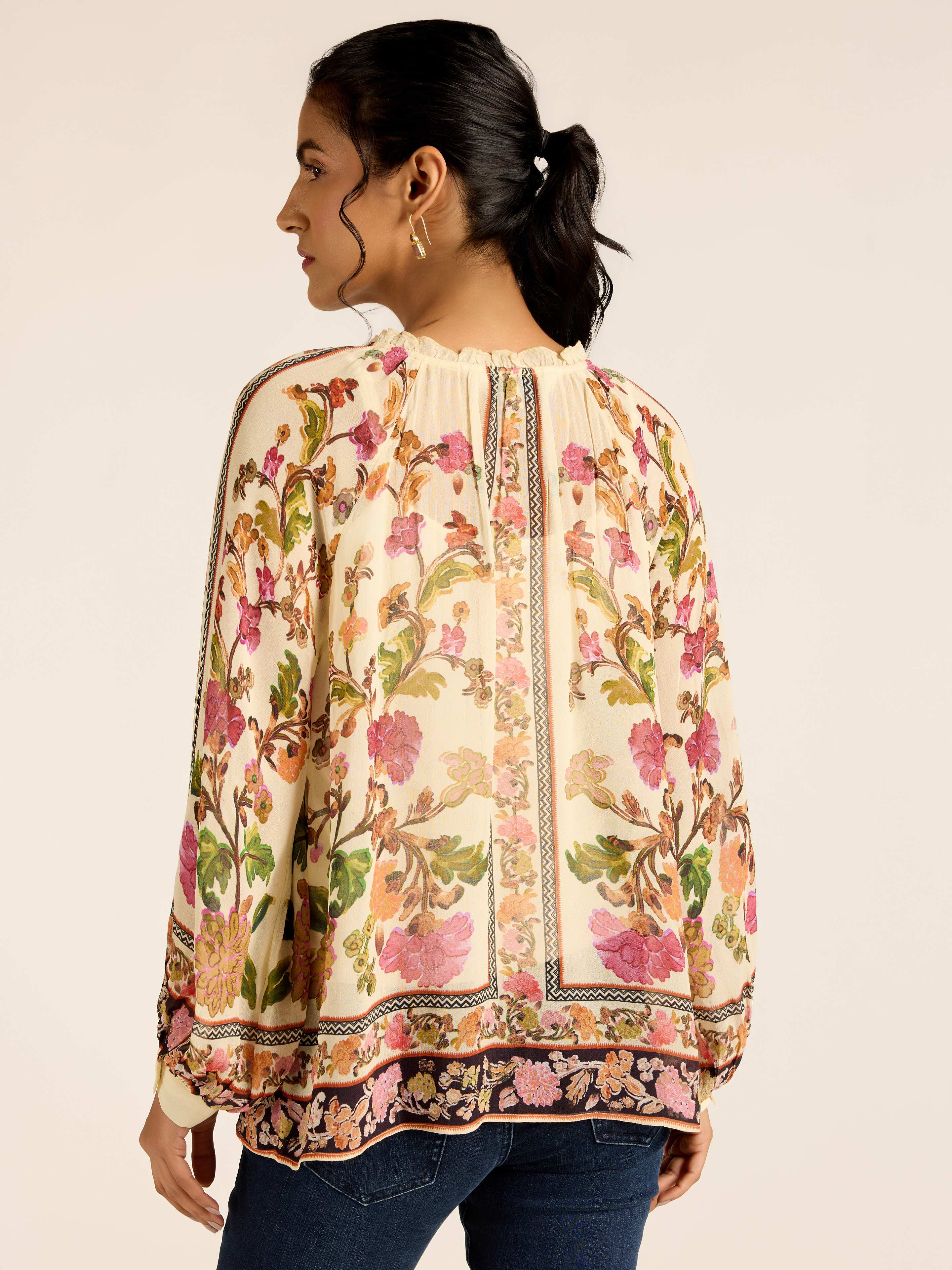 White Multi Florica Short Top