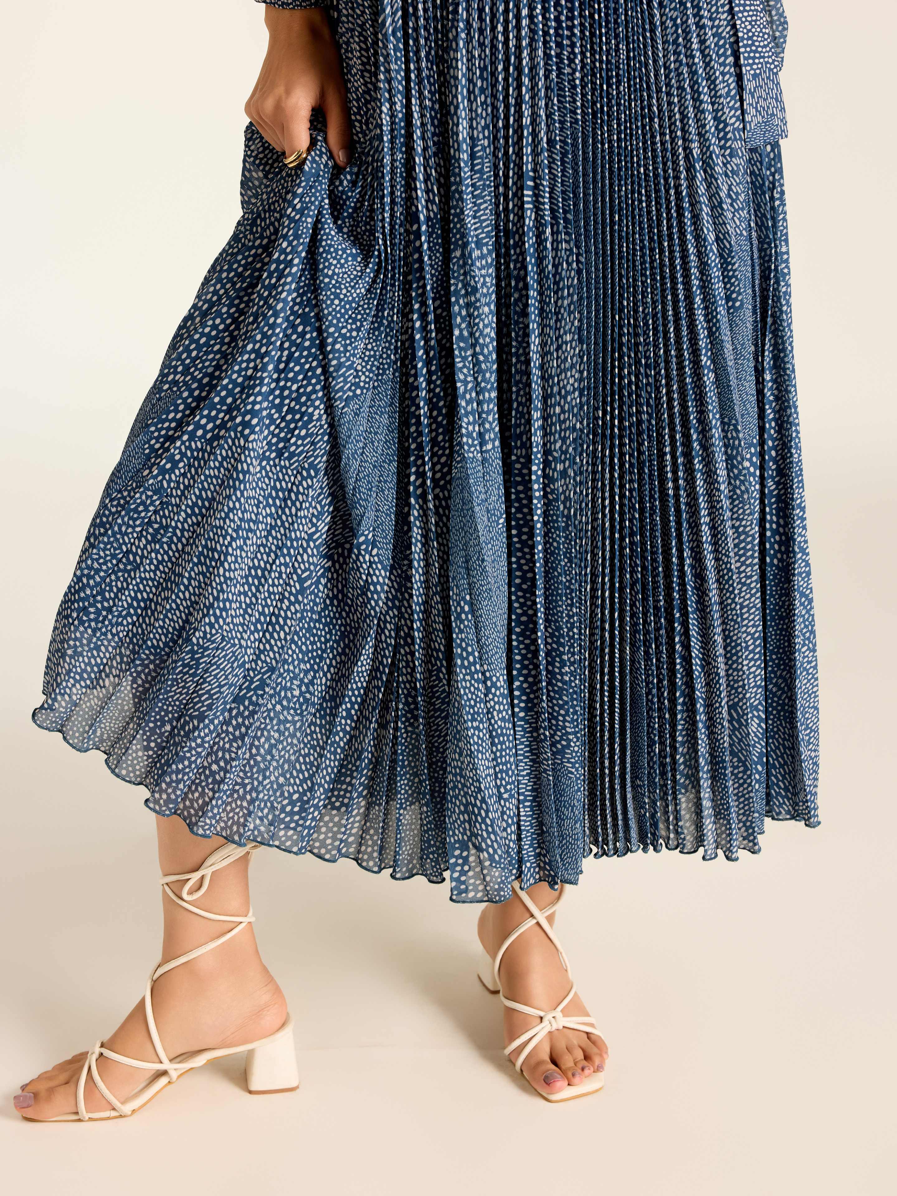 Navy Angelique Dot Long Dress