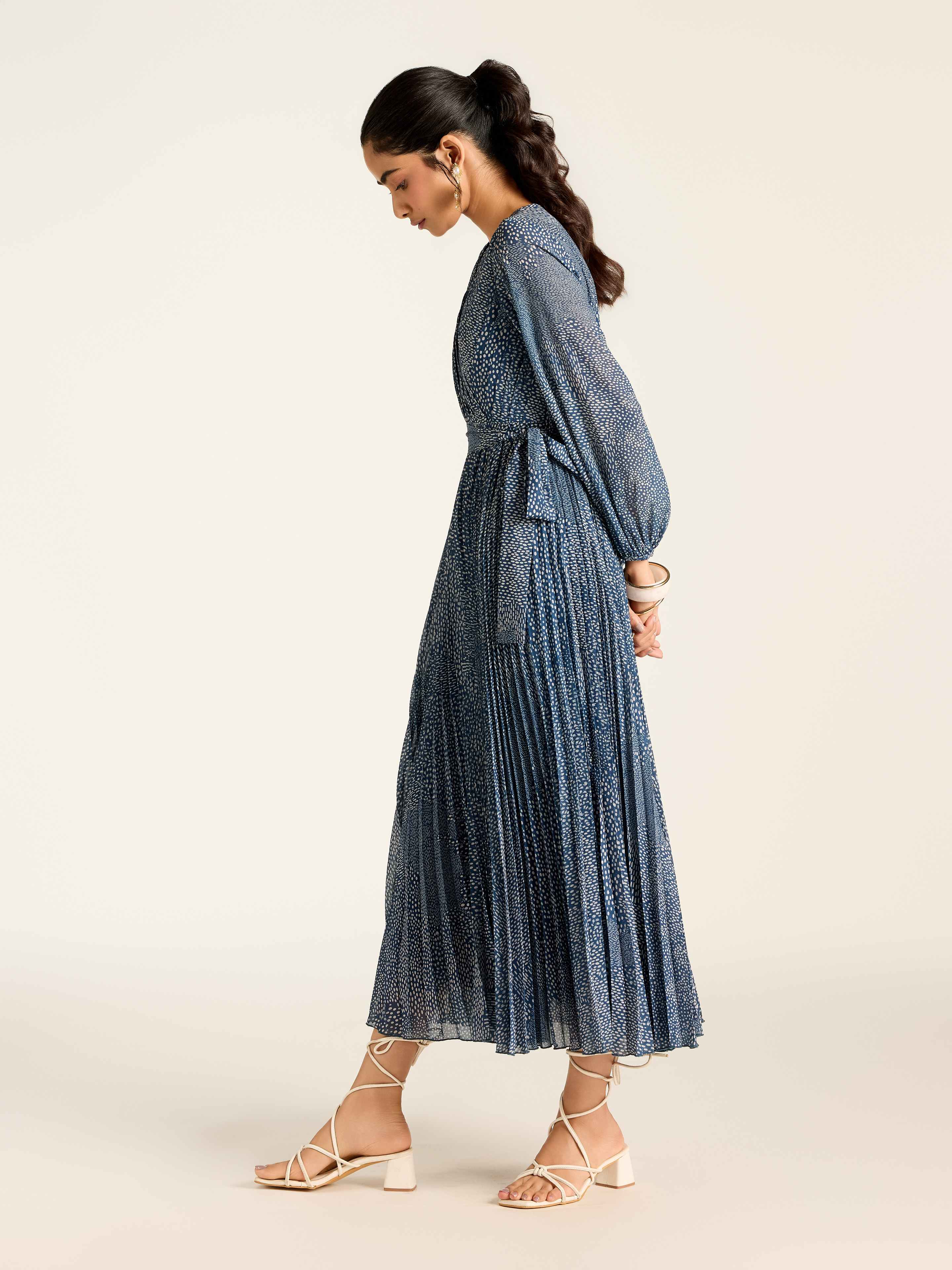 Navy Angelique Dot Long Dress