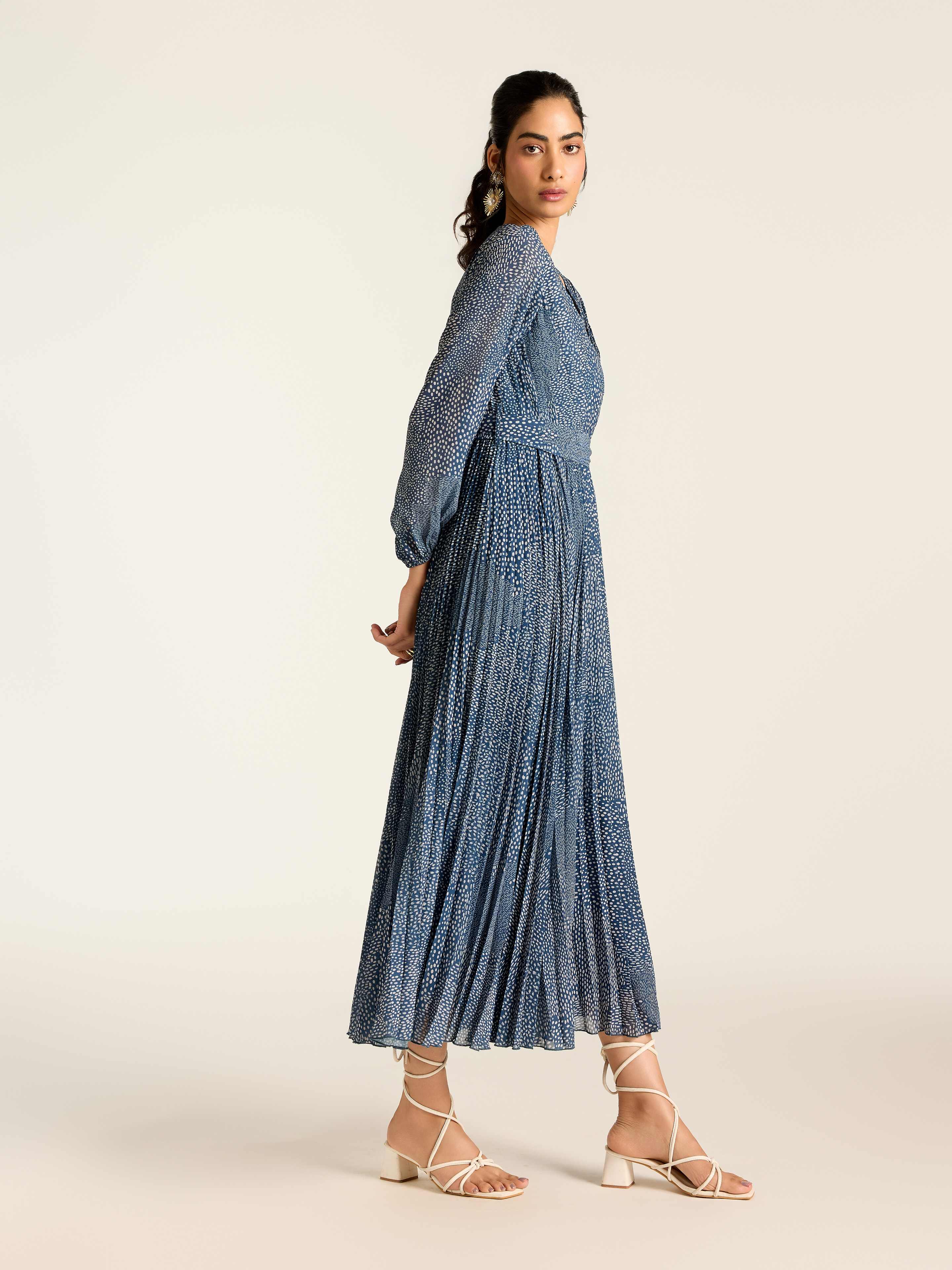 Navy Angelique Dot Long Dress