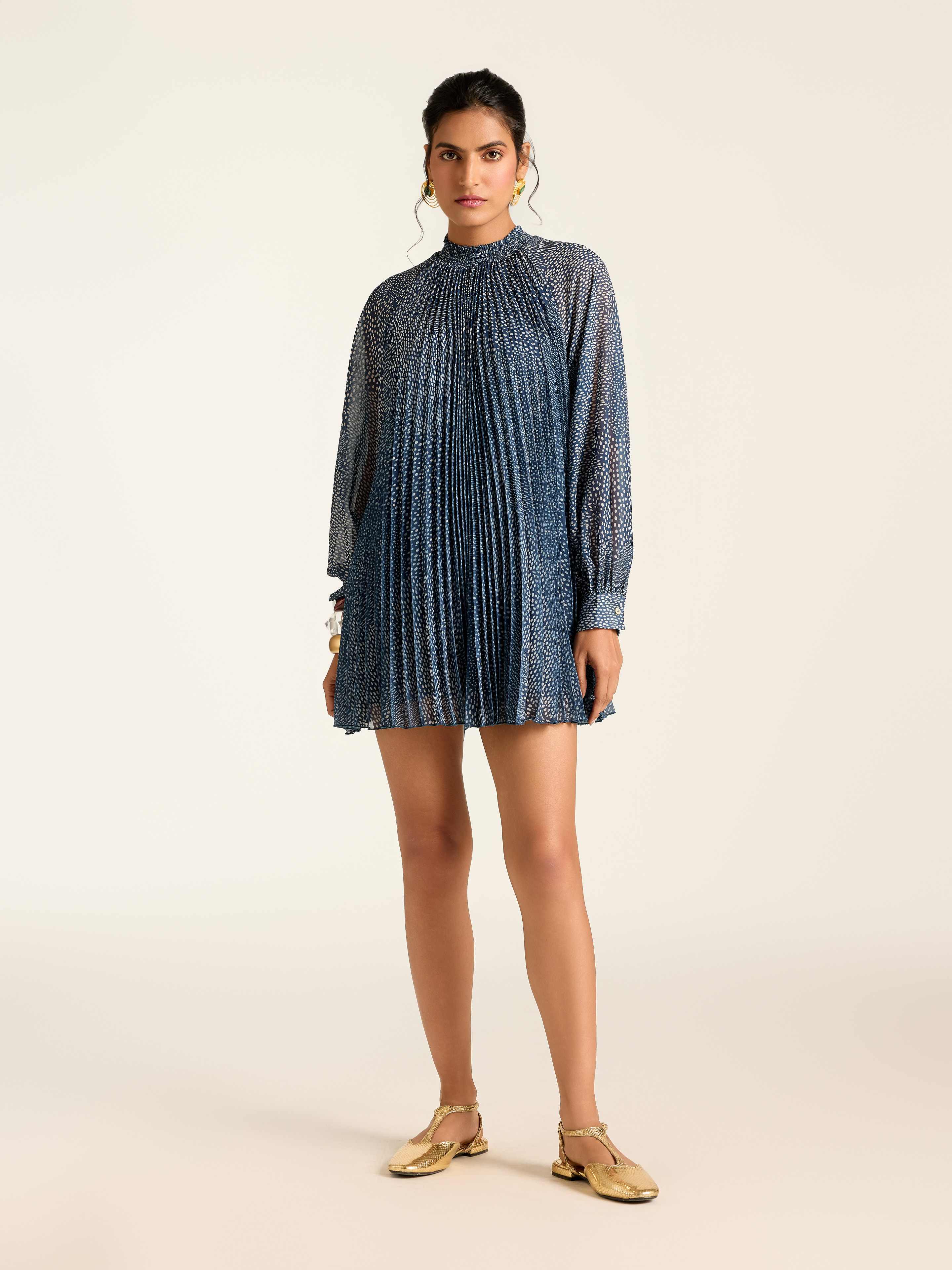 Navy Angelique Dot Short Dress