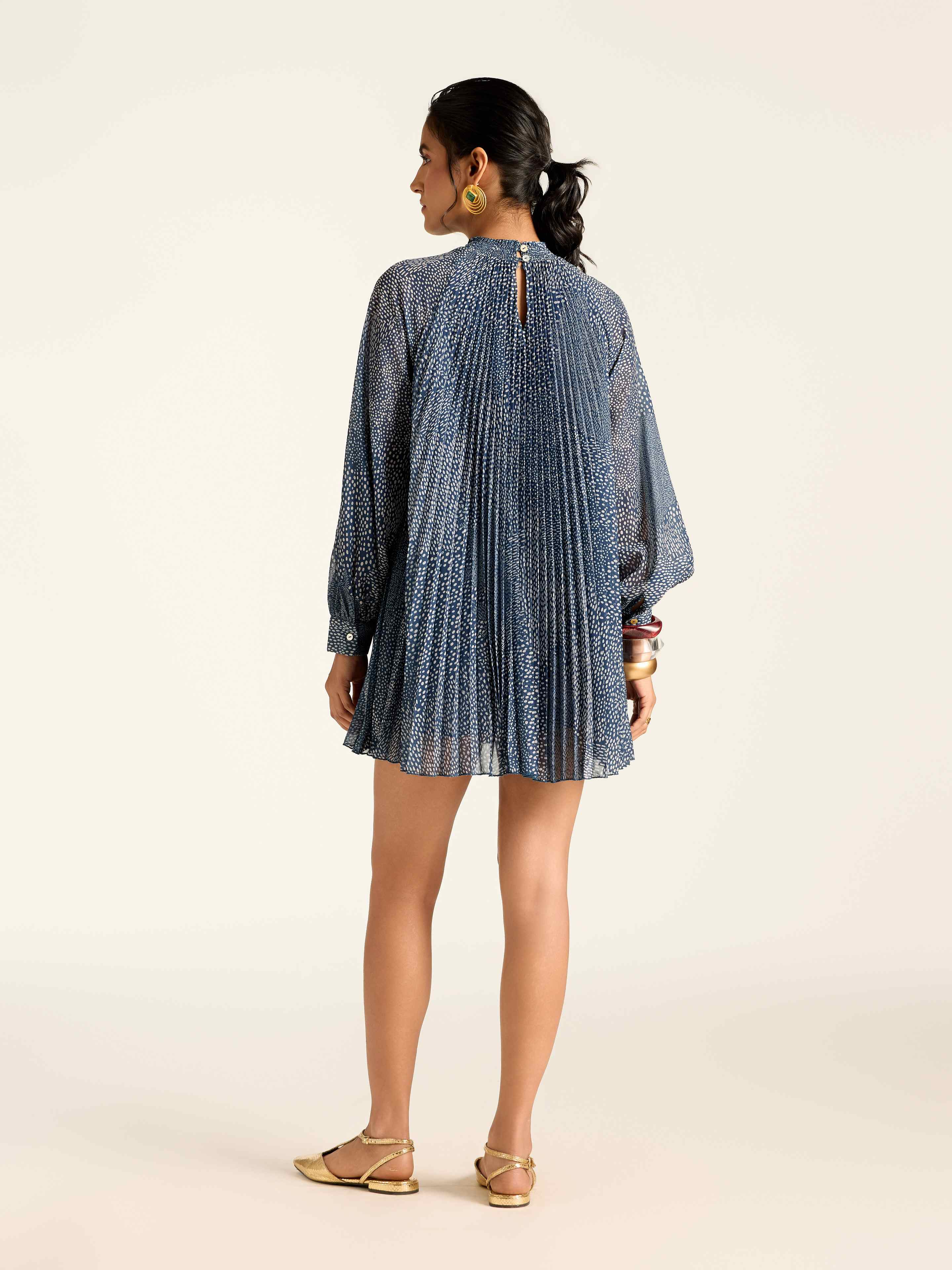 Navy Angelique Dot Short Dress