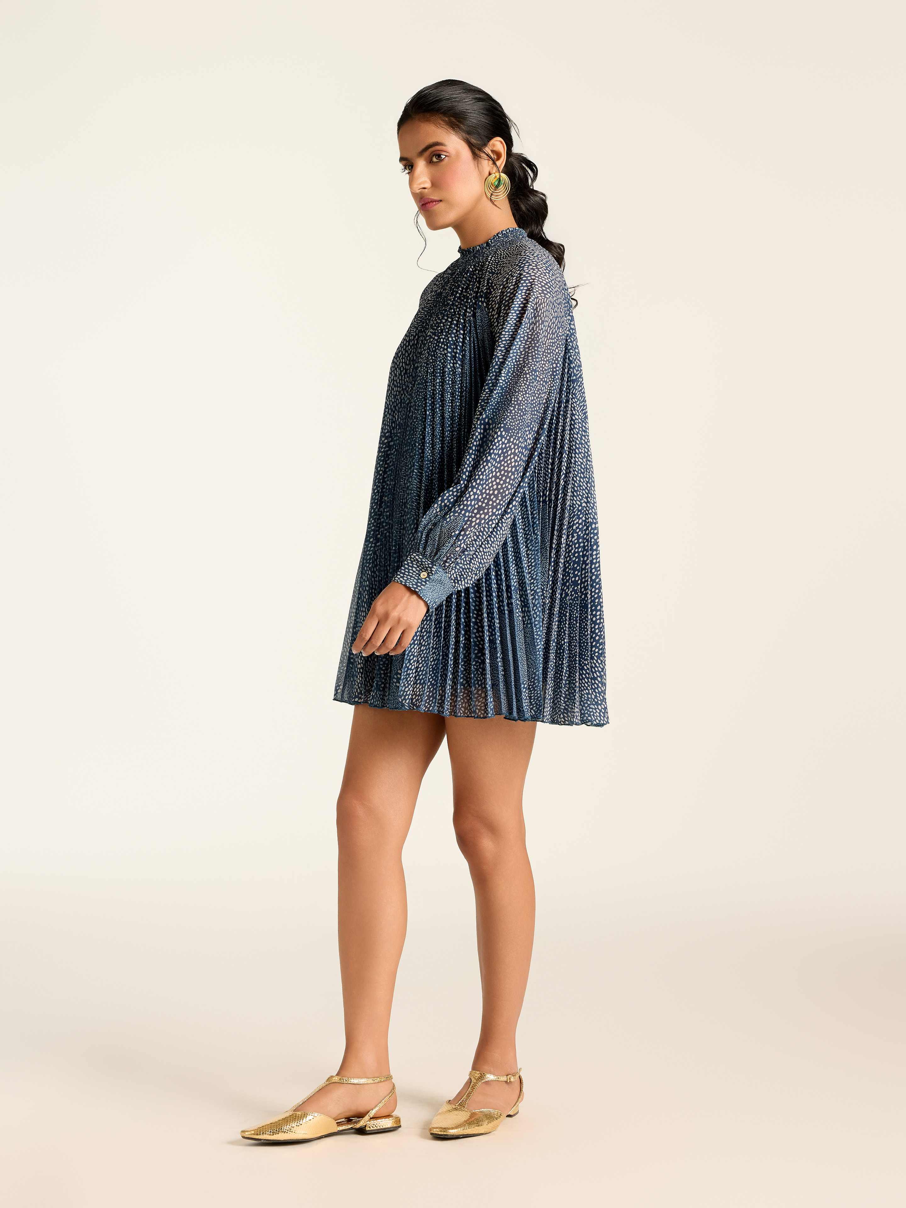 Navy Angelique Dot Short Dress