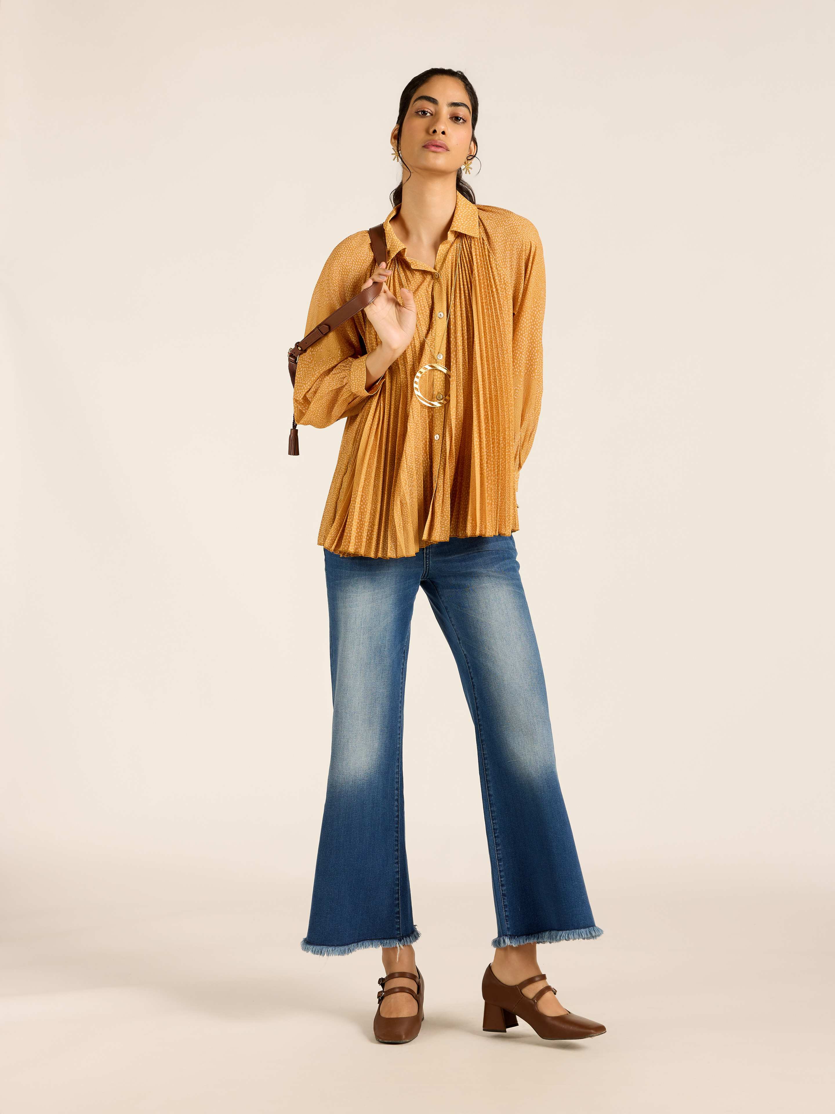 Mustard Angelique Dot Shirt