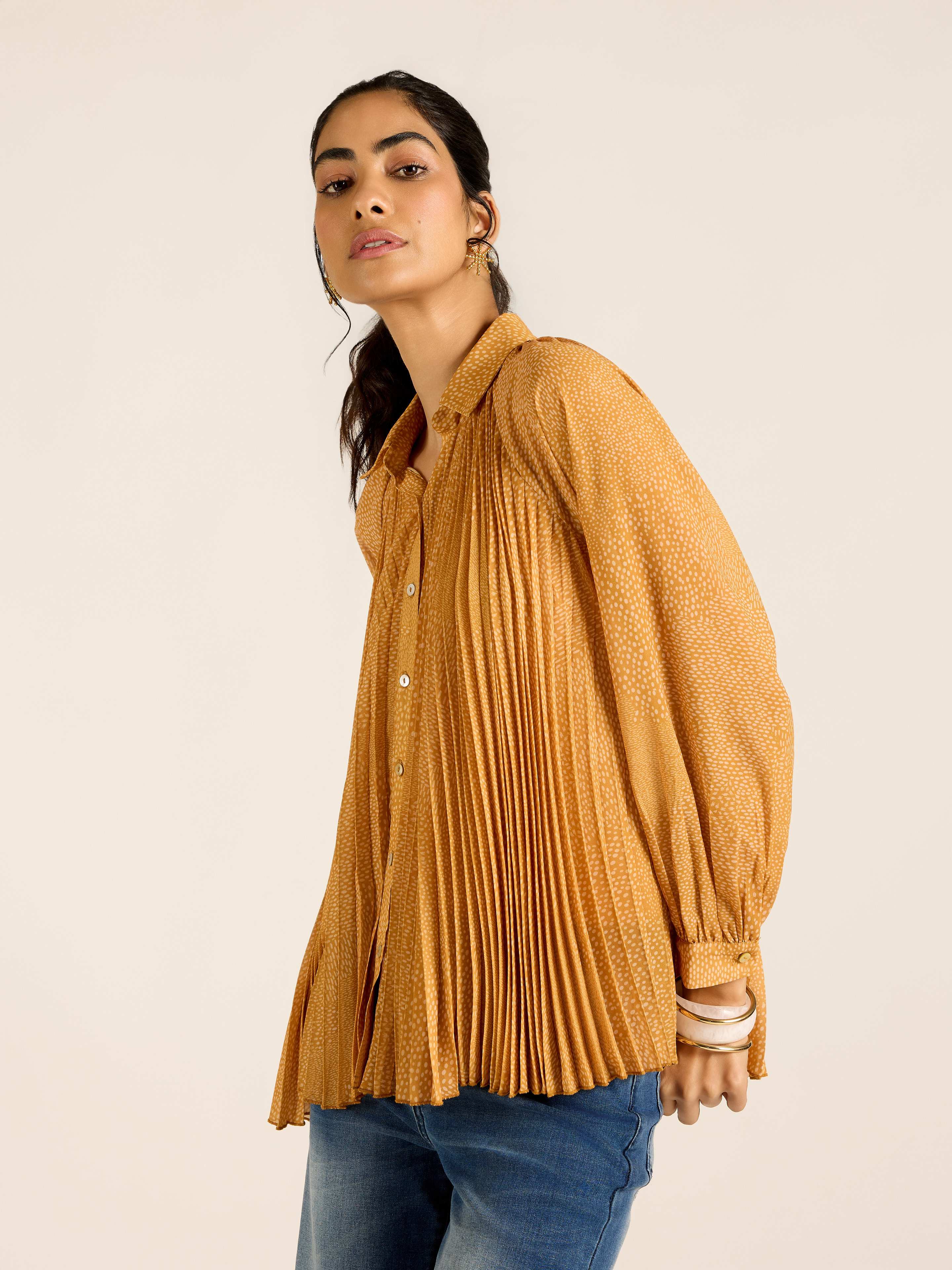 Mustard Angelique Dot Shirt