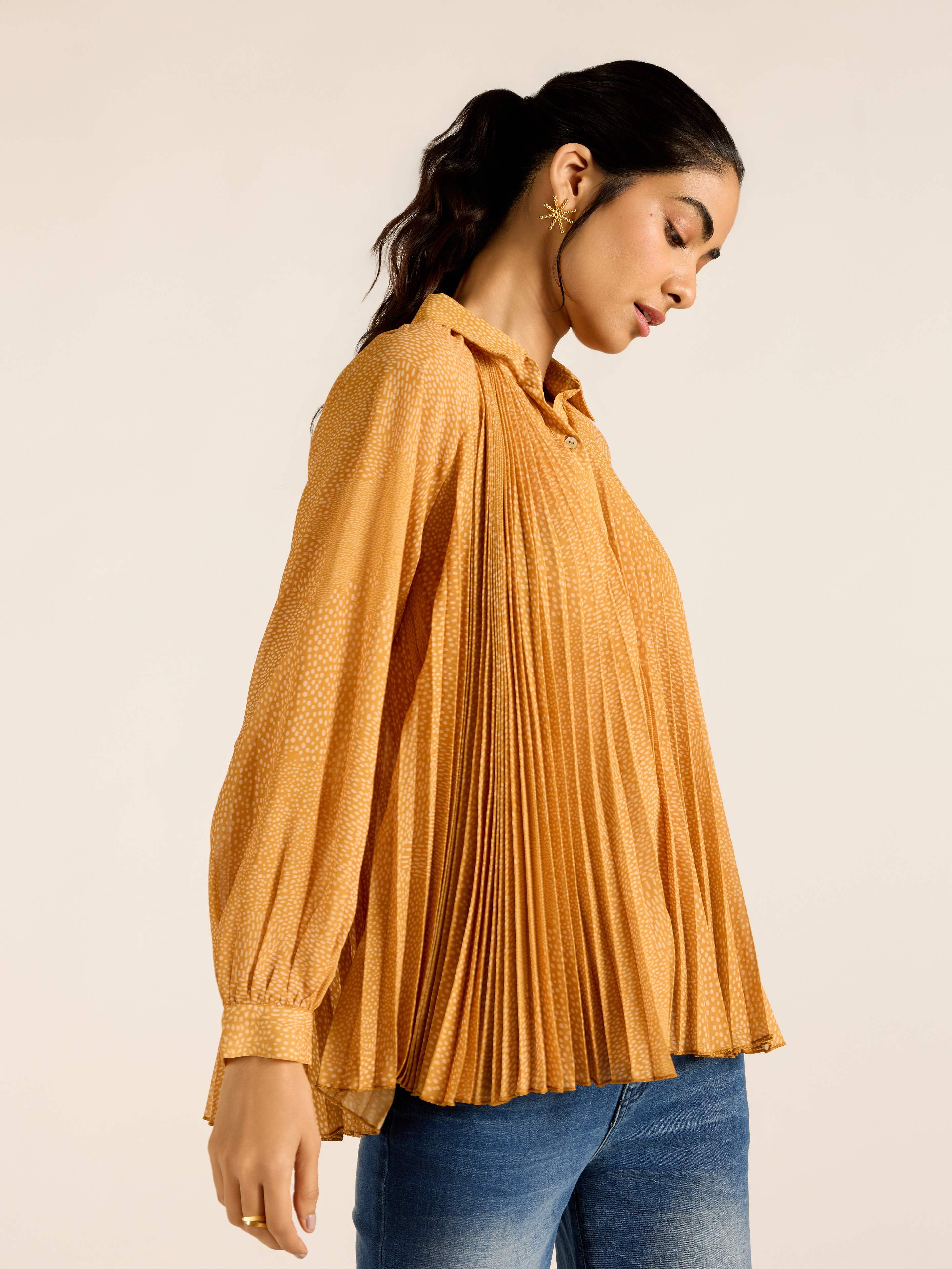 Mustard Angelique Dot Shirt